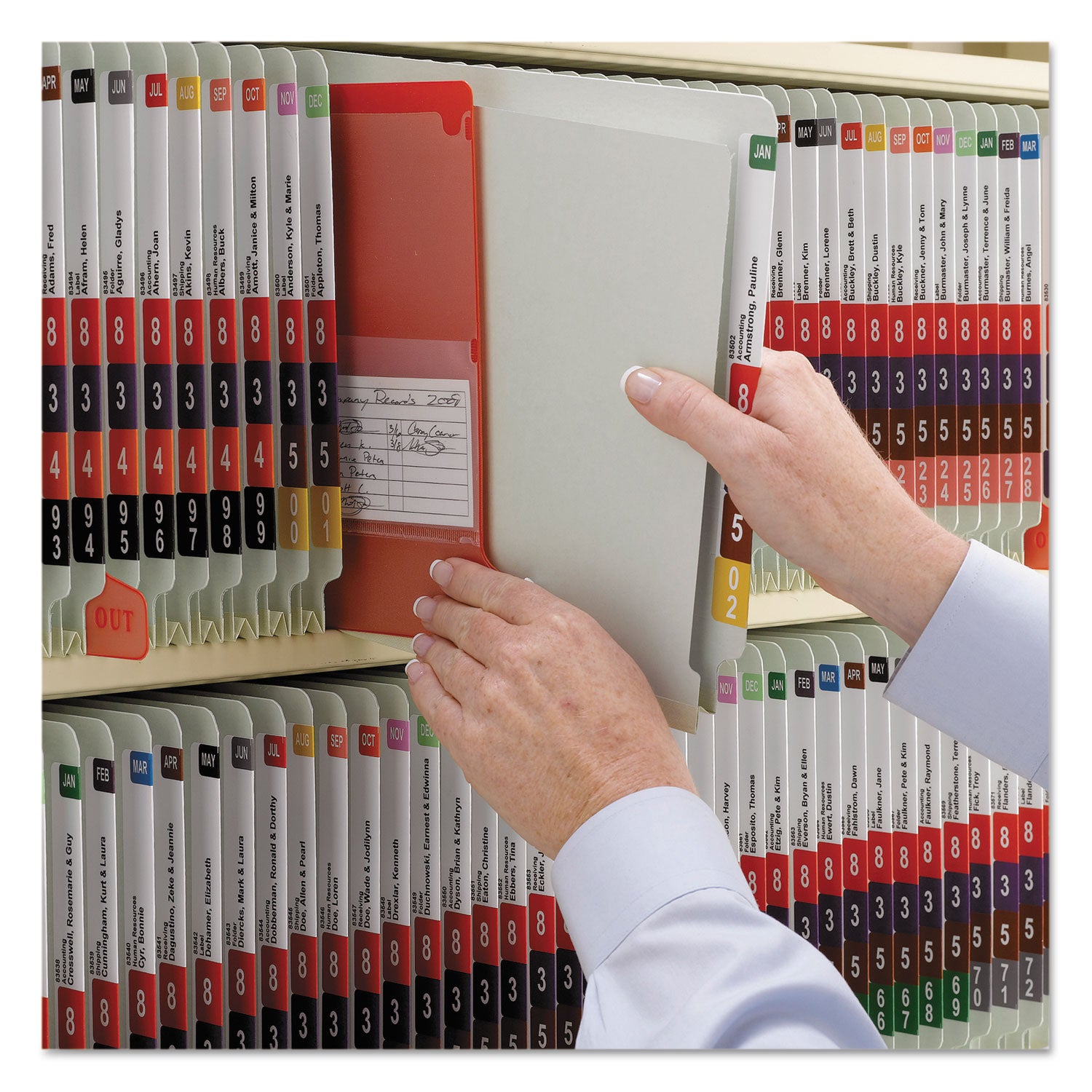 Smead End Tab Pressboard Classification Folders, Four SafeSHIELD Fasteners, 2" Expansion, 1 Divider, Letter Size, Gray-Green, 10/BX