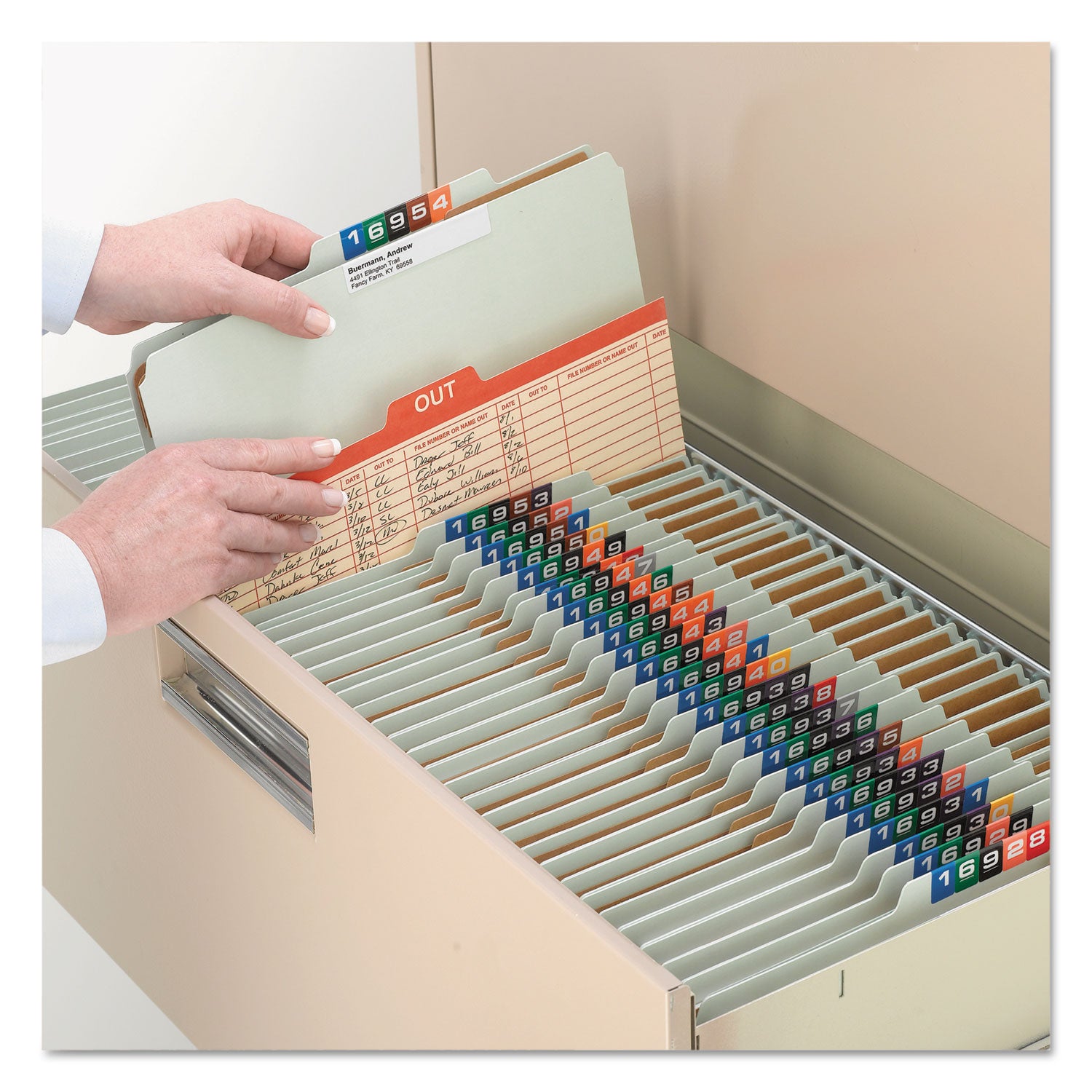 Smead Recycled Pressboard Classification Folders, 2" Expansion, 2 Dividers, 6 Fasteners, Legal Size, Gray-Green, 10/Box