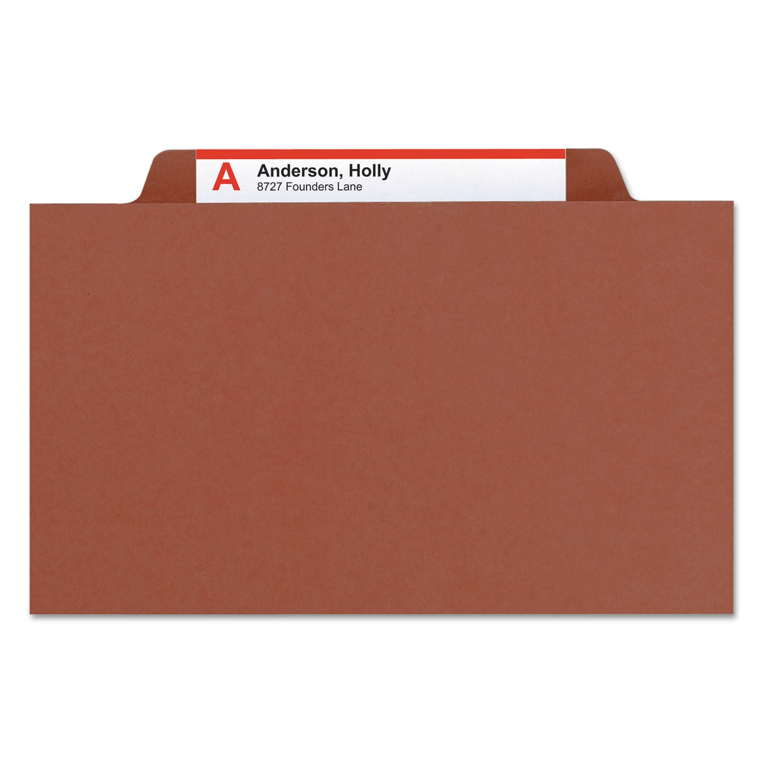 Smead Recycled Pressboard Classification Folders, 2" Expansion, 1 Divider, 4 Fasteners, Letter Size, Red Exterior, 10/Box