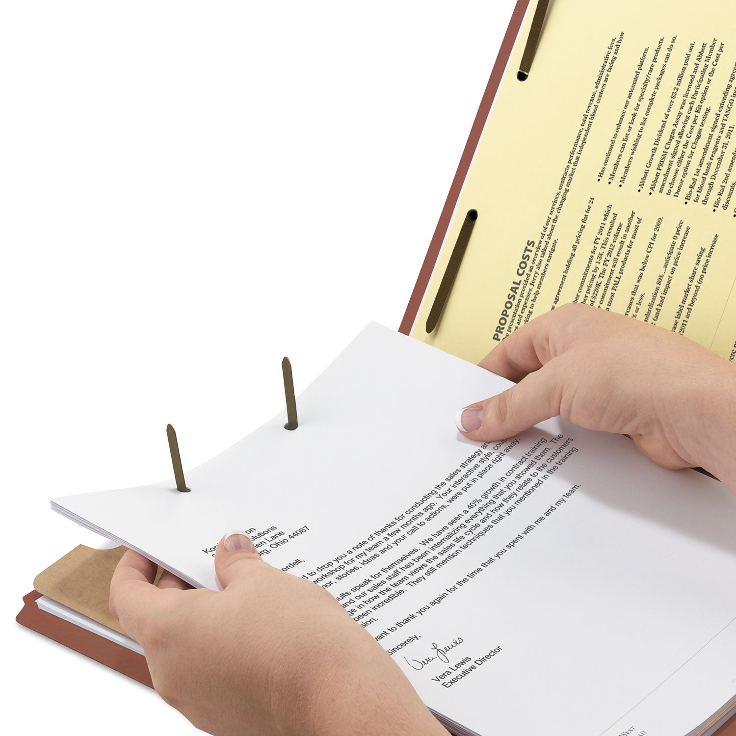 Smead Recycled Pressboard Classification Folders, 2" Expansion, 1 Divider, 4 Fasteners, Letter Size, Red Exterior, 10/Box