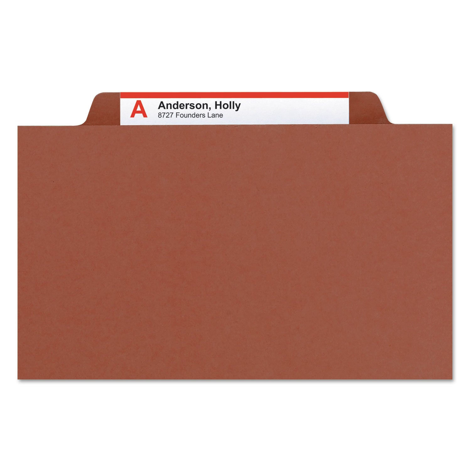 Smead Pressboard Classification Folders, Eight SafeSHIELD Fasteners, 2/5-Cut Tabs, 3 Dividers, Legal Size, Red, 10/Box