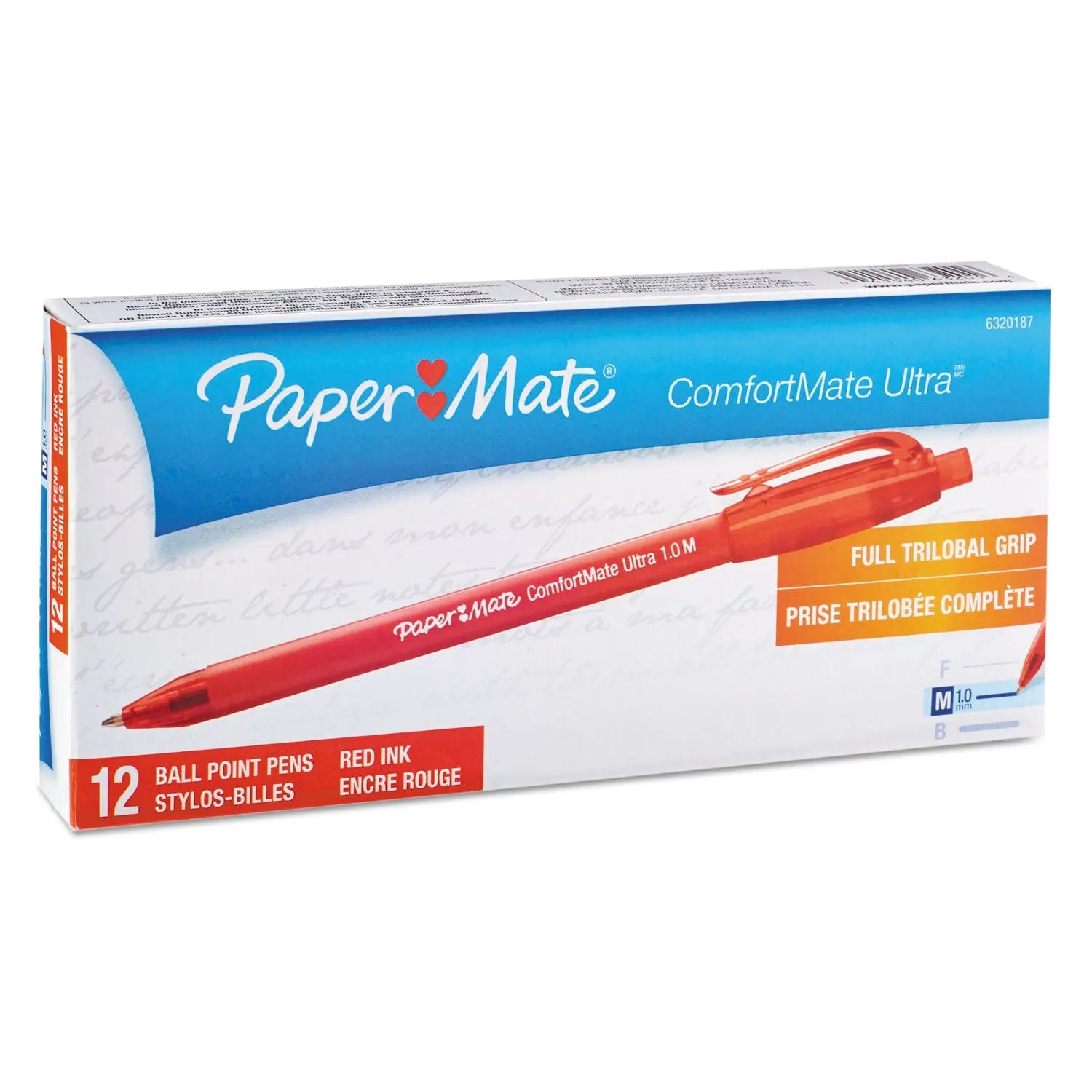 ComfortMate Ultra Ballpoint Pen, Retractable, Medium 1 mm, Red Ink, Red Barrel, Dozen Paper Mate® Flipcost