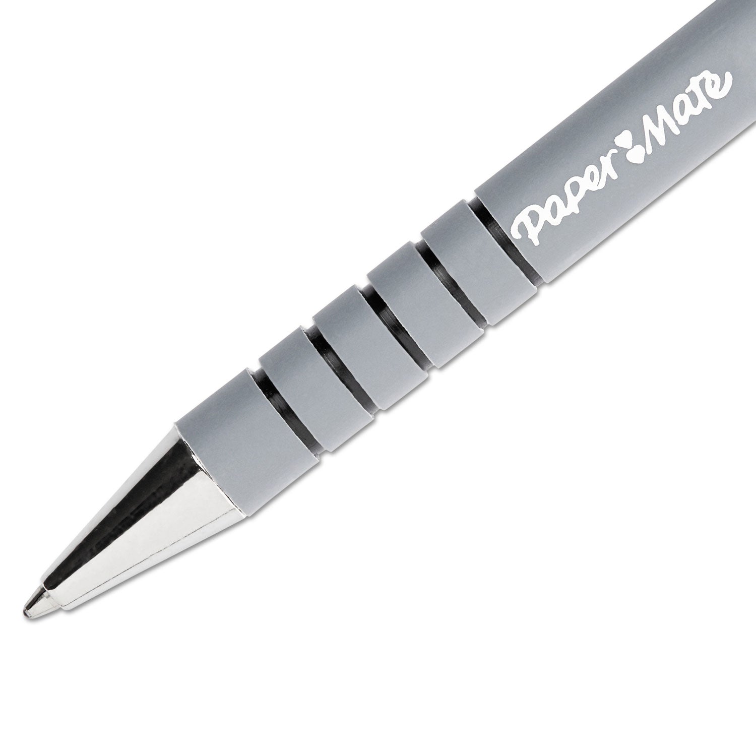 Paper Mate® FlexGrip Ultra Recycled Ballpoint Pen, Retractable, Medium 1 mm, Black Ink, Black/Gray Barrel, Dozen