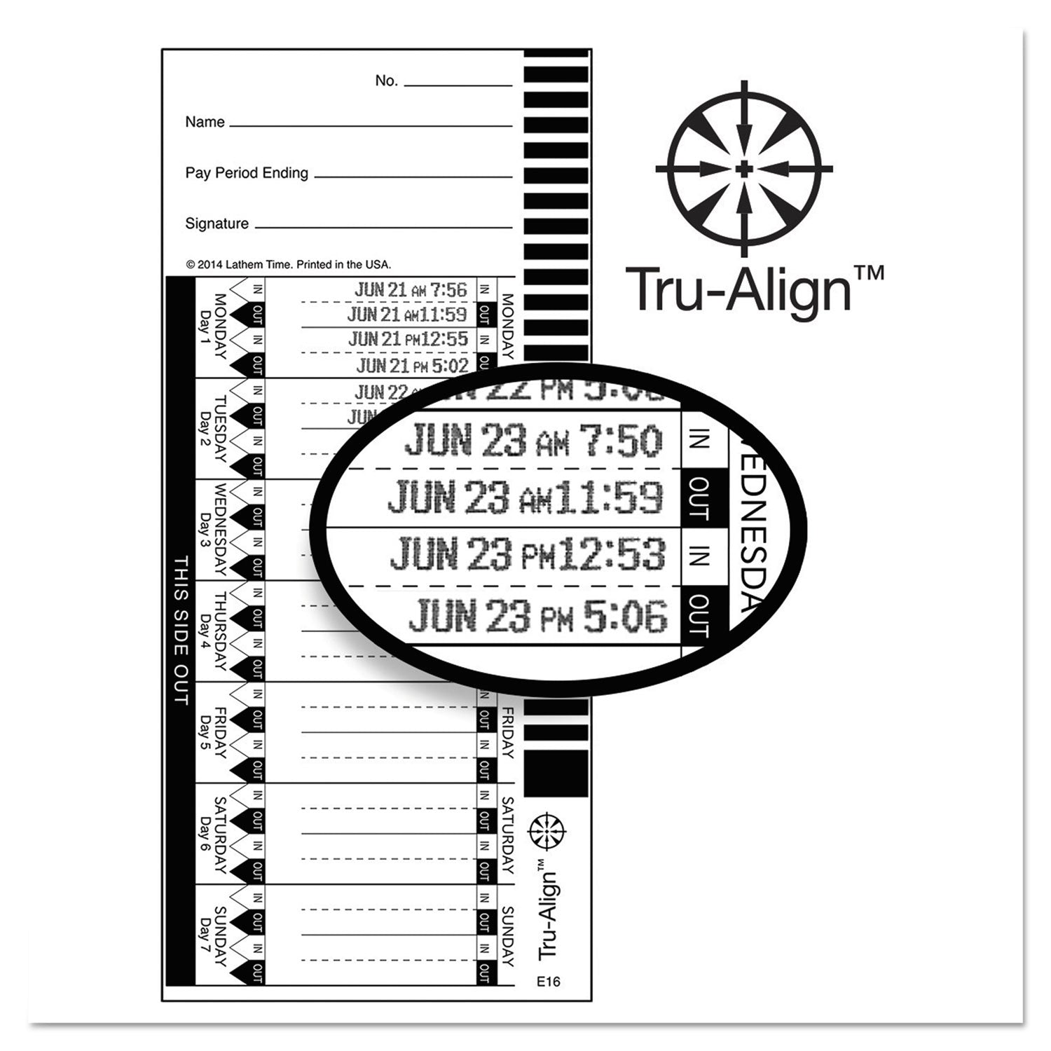 Time Clock Cards for Lathem Time 1600E, One Side, 4 x 9, 100/Pack