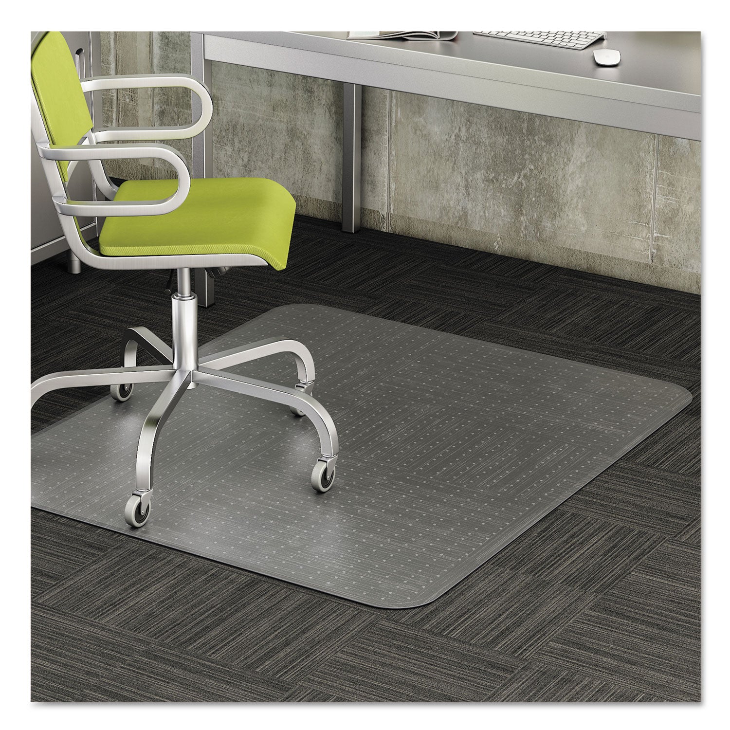 deflecto® Duramat Moderate Use Chair Mat, Low Pile Carpet, Flat, 36 X 48, Lipped, Clear