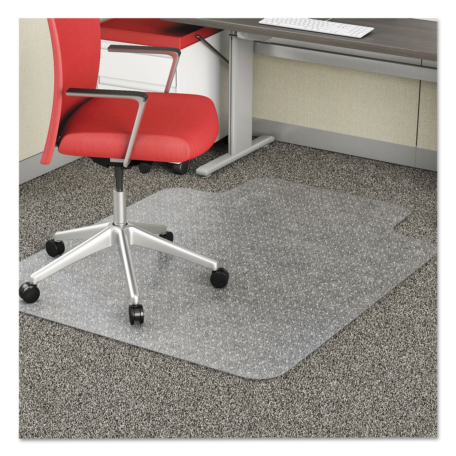 deflecto® Economat Occasional Use Chair Mat, Low Pile Carpet, Flat, 36 X 48, Lipped, Clear