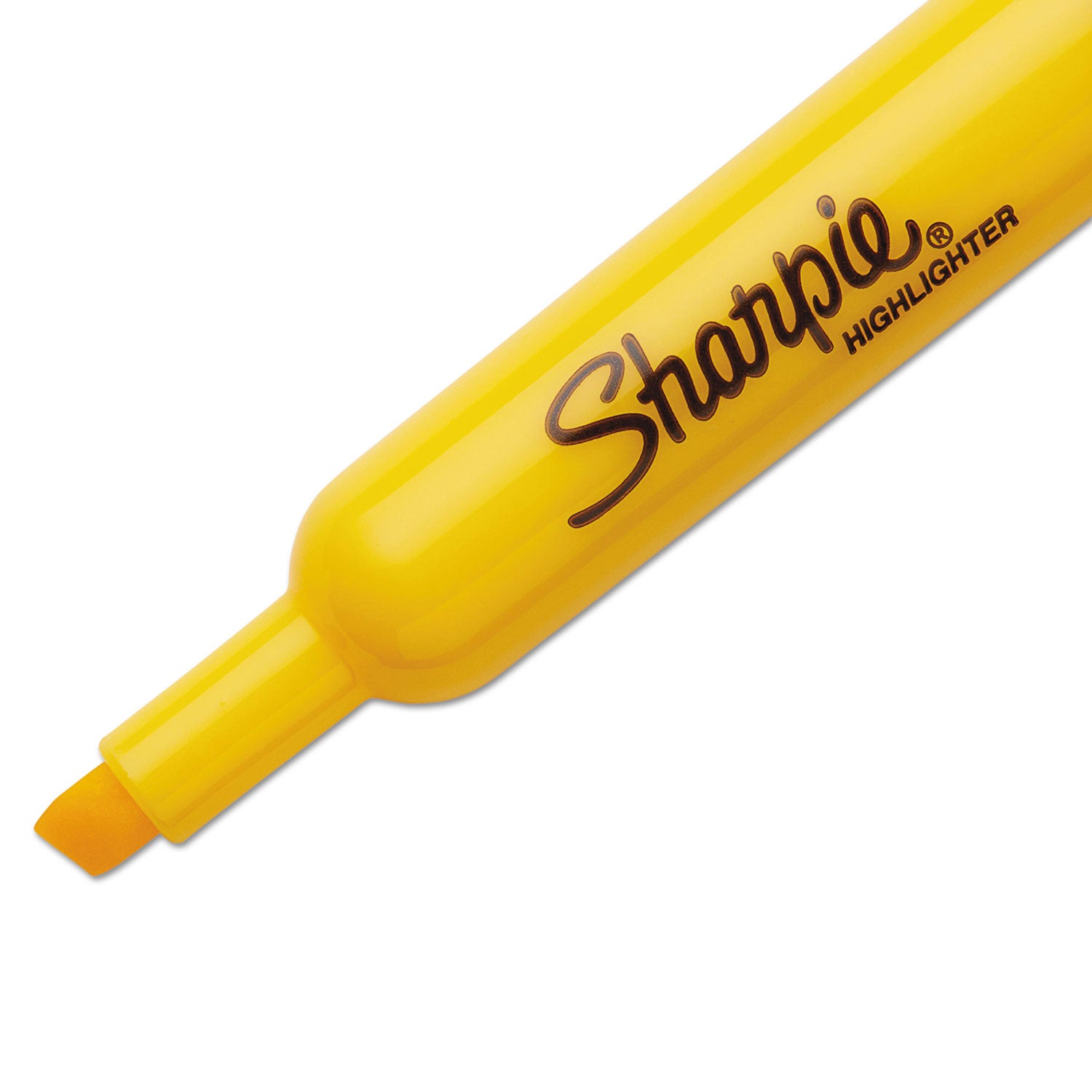Sharpie® Tank Style Highlighters, Yellow Ink, Chisel Tip, Yellow Barrel, Dozen