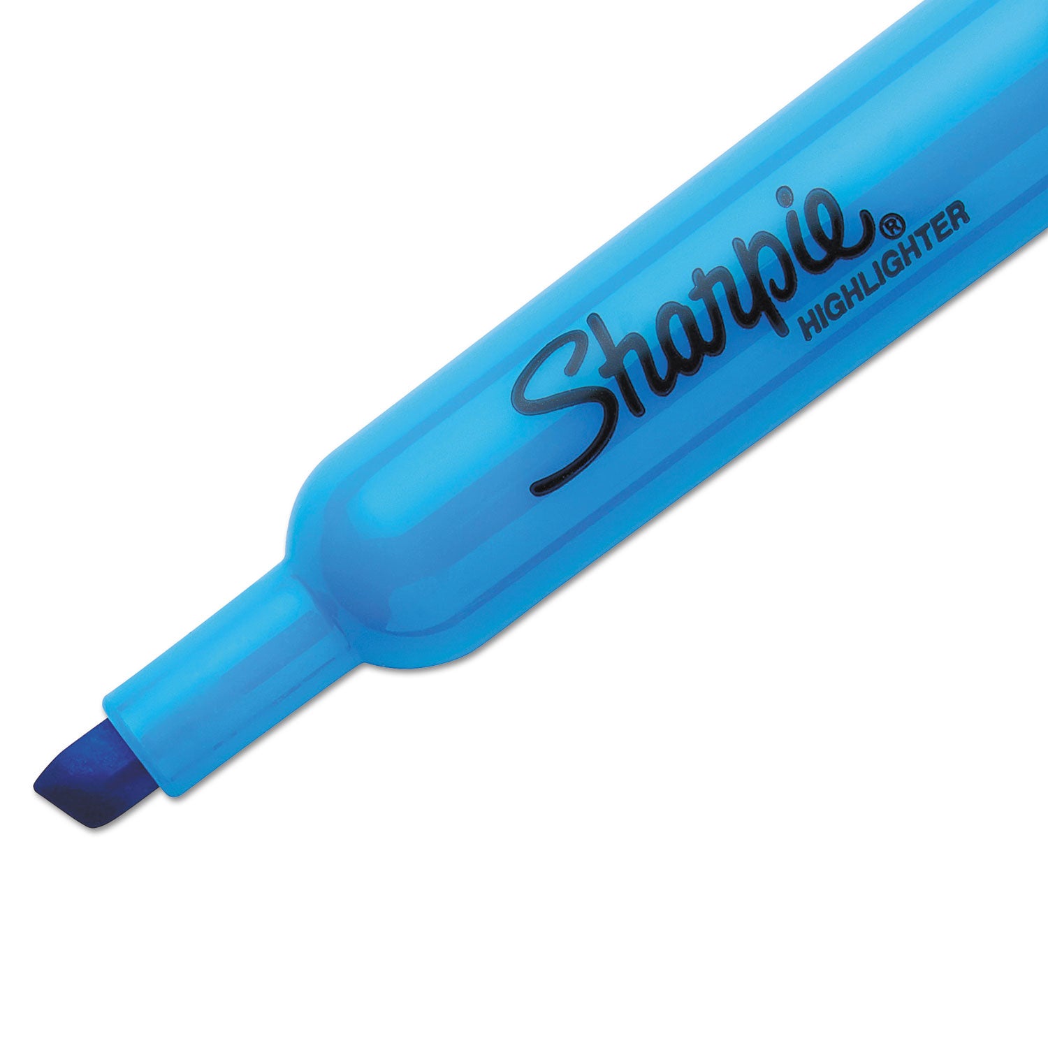 Sharpie® Tank Style Highlighters, Blue Ink, Chisel Tip, Blue Barrel, Dozen
