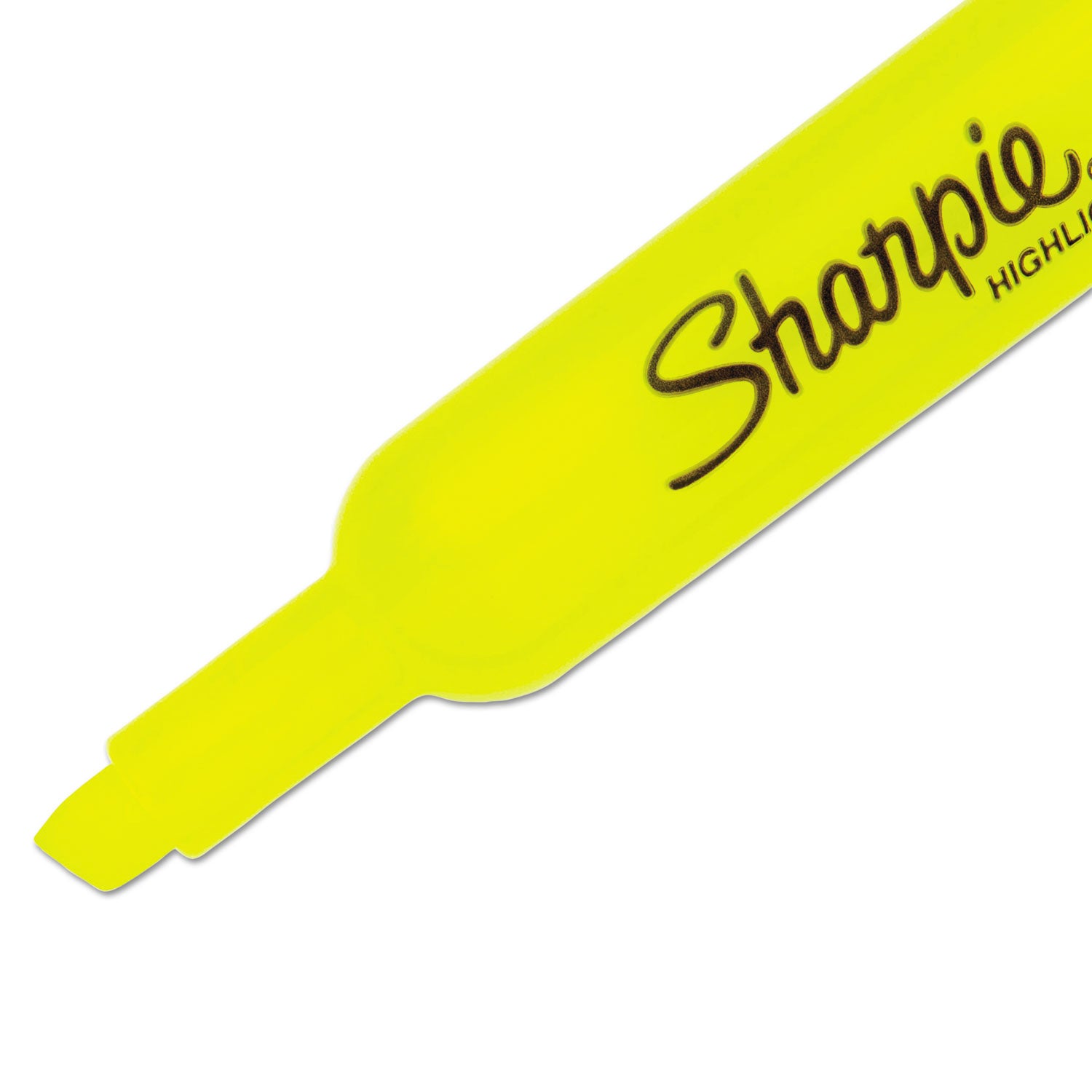 Sharpie® Tank Style Highlighters, Fluorescent Yellow Ink, Chisel Tip, Yellow Barrel, Dozen