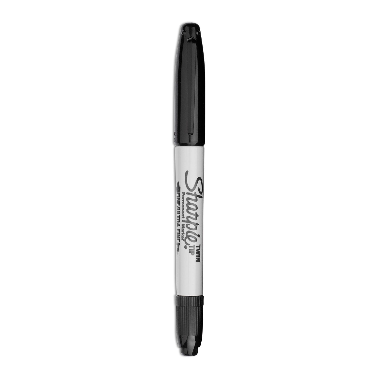 Sharpie® Twin-Tip Permanent Marker, Extra-Fine/fine Bullet Tips, Black, Dozen