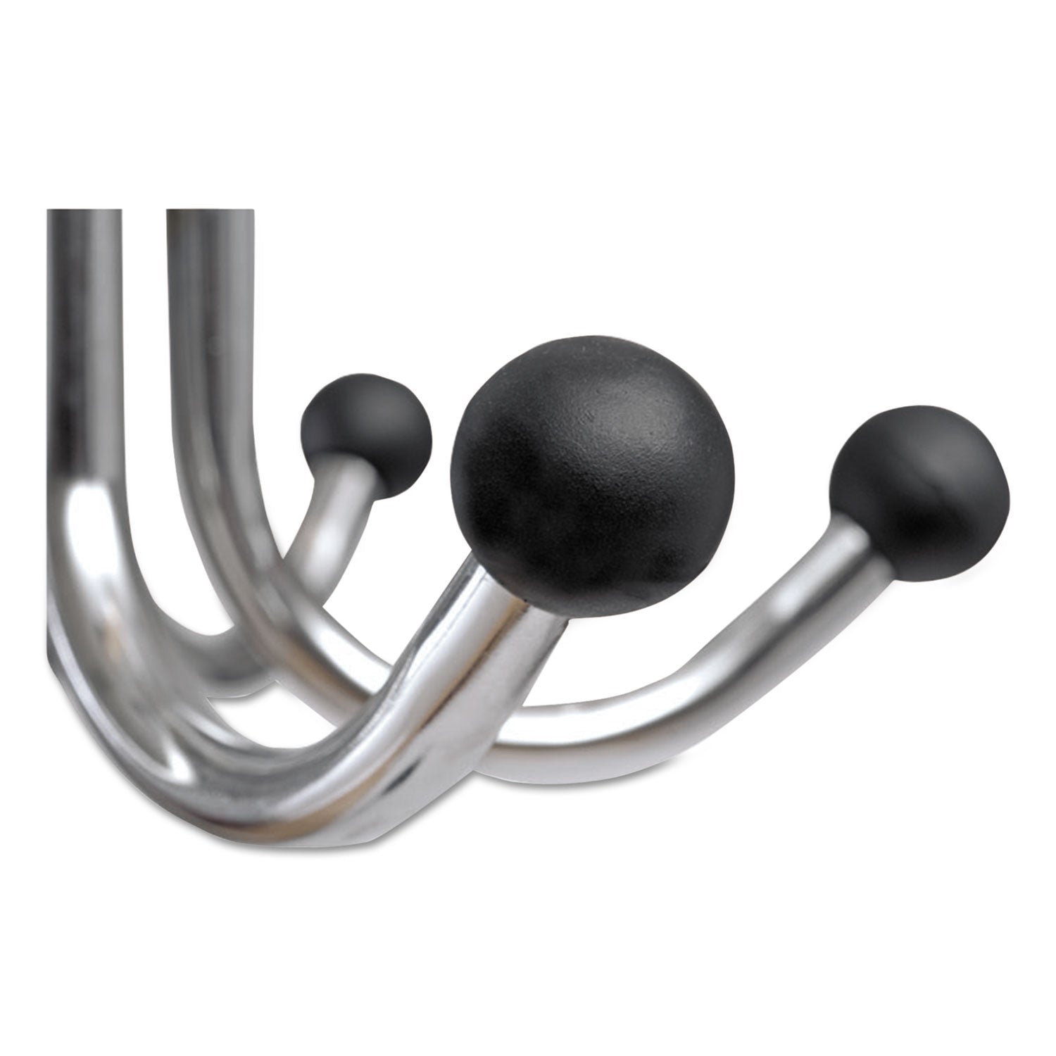 Alba™ Chromy Coat Stand, 12 Knobs, 16w X 16d X 70.5h, Chrome/black