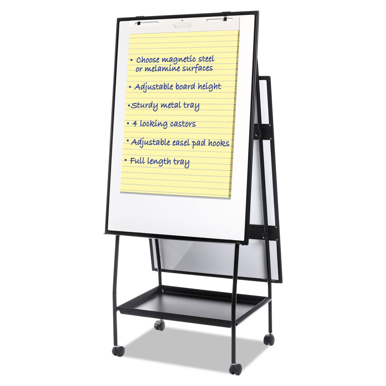 MasterVision® Creation Station Dry Erase Board, 29.5" x 74.88", White Surface, Black Metal Frame