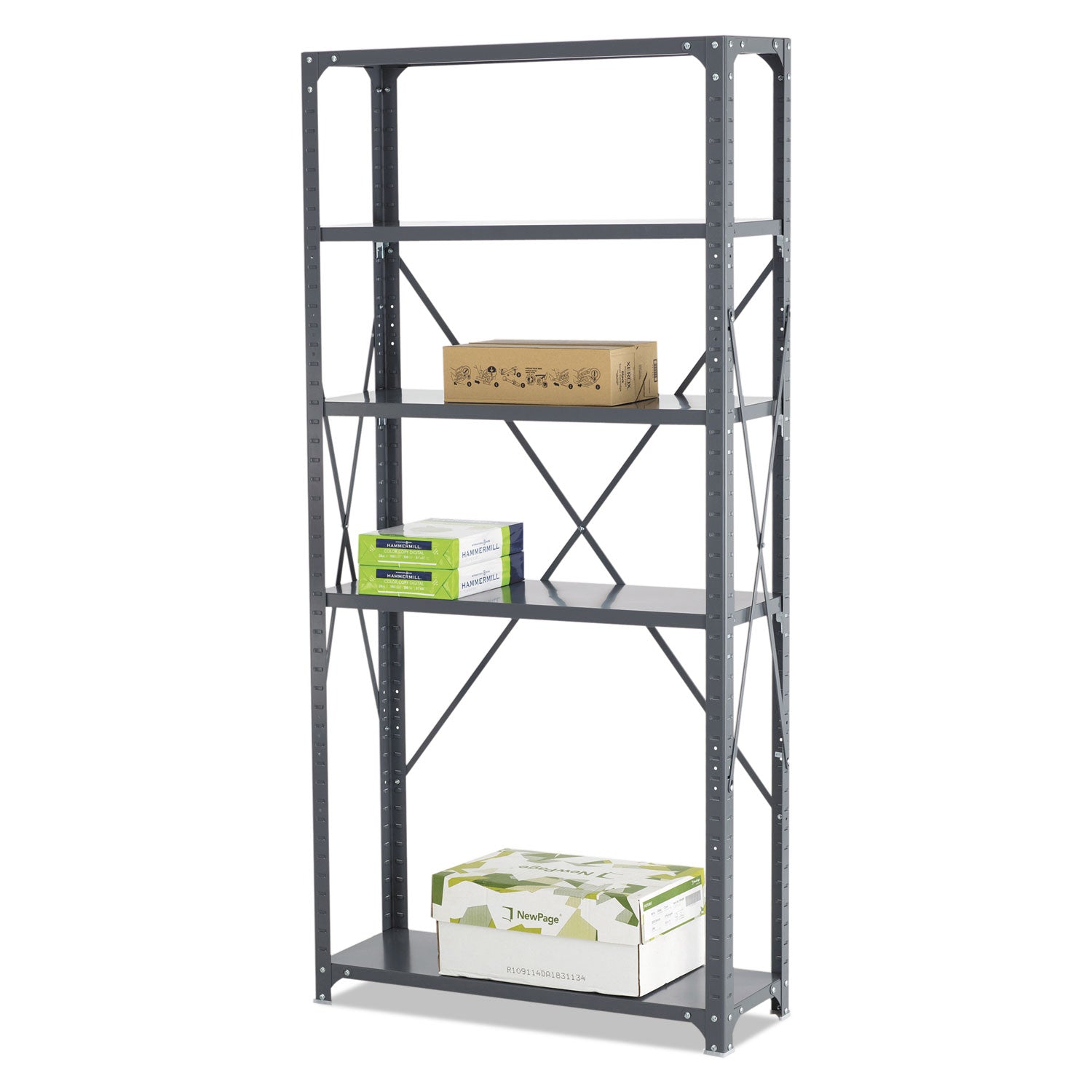 Safco® Commercial Steel Shelving Unit, Five-Shelf, 36w X 12d X 75h, Dark Gray