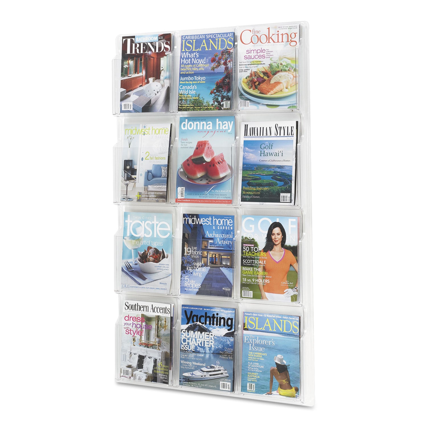 Safco® Reveal Clear Literature Displays, 12 Compartments, 30w X 2d X 49h, Clear