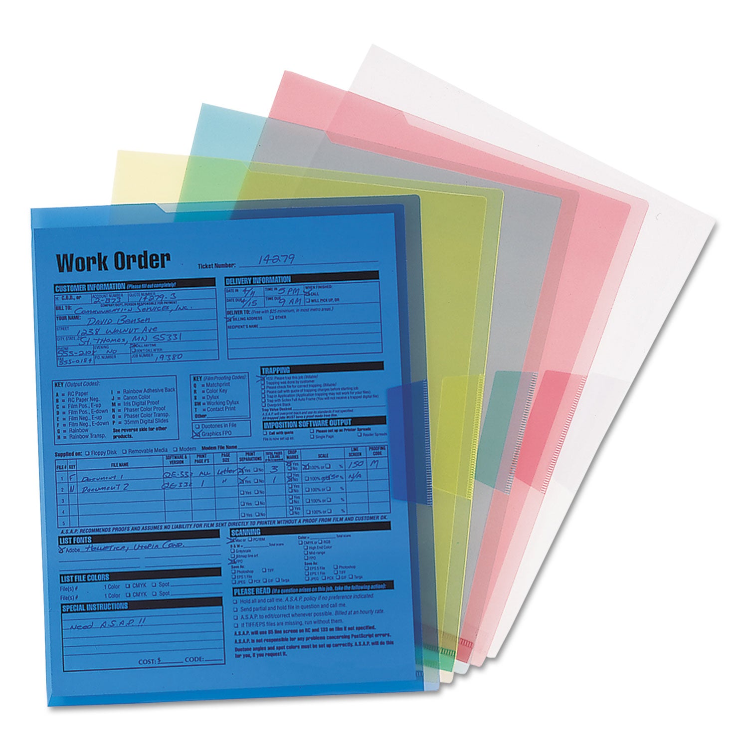 Smead Organized Up Translucent Poly Project Jacket, Letter Size, Assorted Colors, 5/pack