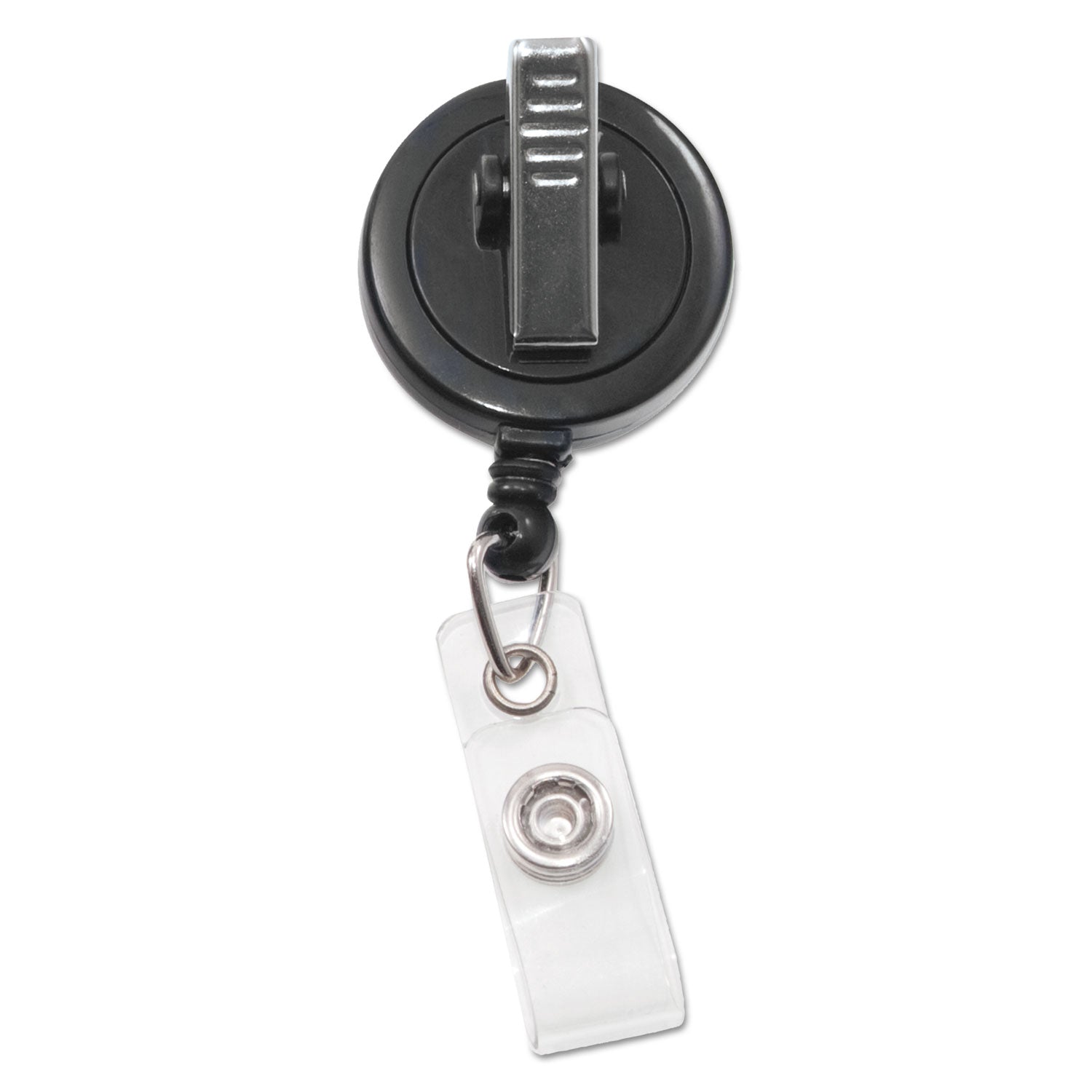 Advantus Swivel-Back Retractable Id Card Reel, 30" Extension, Black, 12/pack