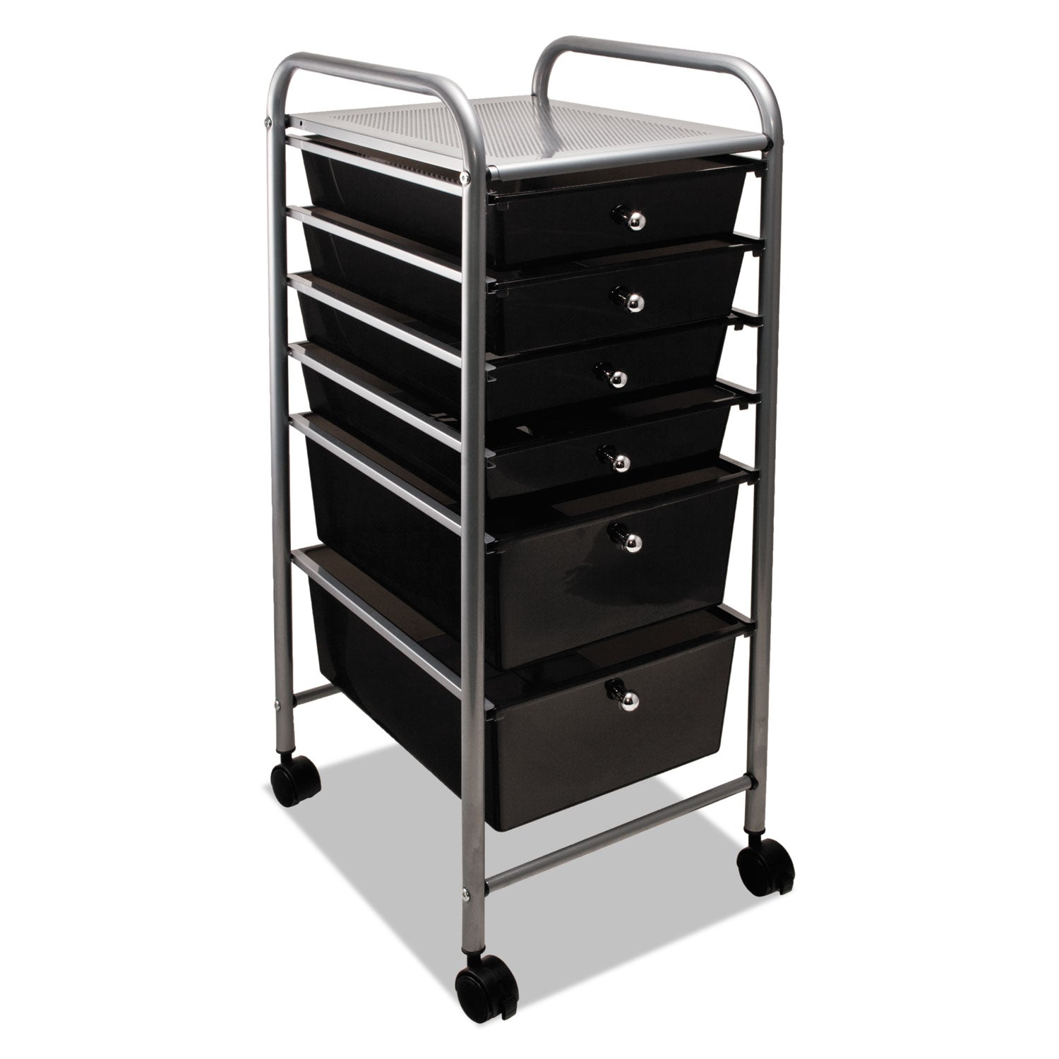 Portable Drawer Organizer, Metal, 1 Shelf, 6 Drawers, 13" x 15.38" x 32.13", Matte Gray/Smoke