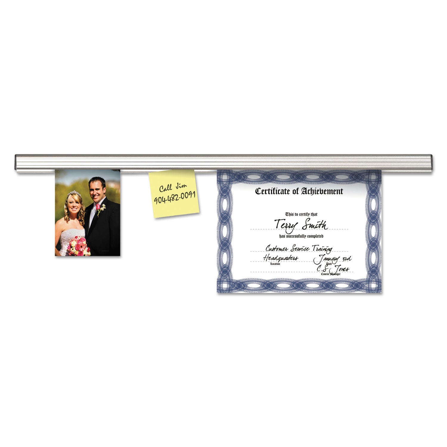 Advantus Grip-A-Strip Display Rails, 1.5" x 12", Satin Aluminum
