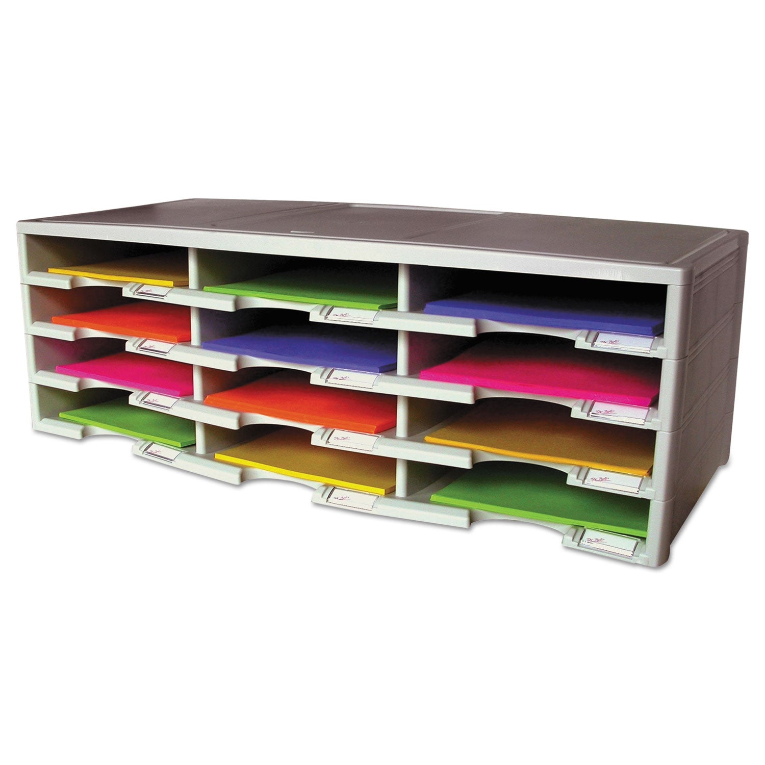 Storex Storex Literature Organizer, 12 Compartments, 10.63 x 13.3 x 31.4, Gray