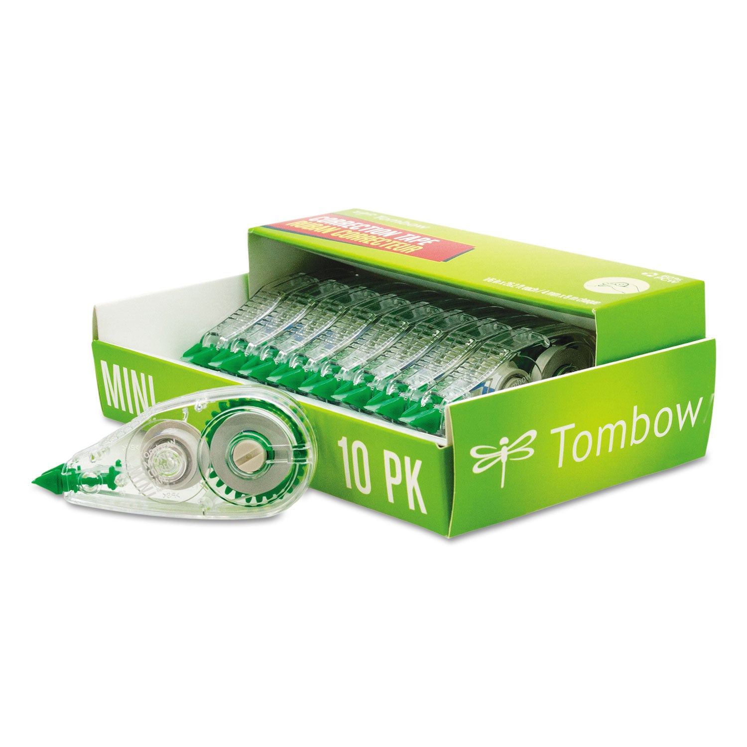 Tombow® MONO Mini Correction Tape, Non-Refillable, Clear Applicator, 0.17" x 315", 10/Pack