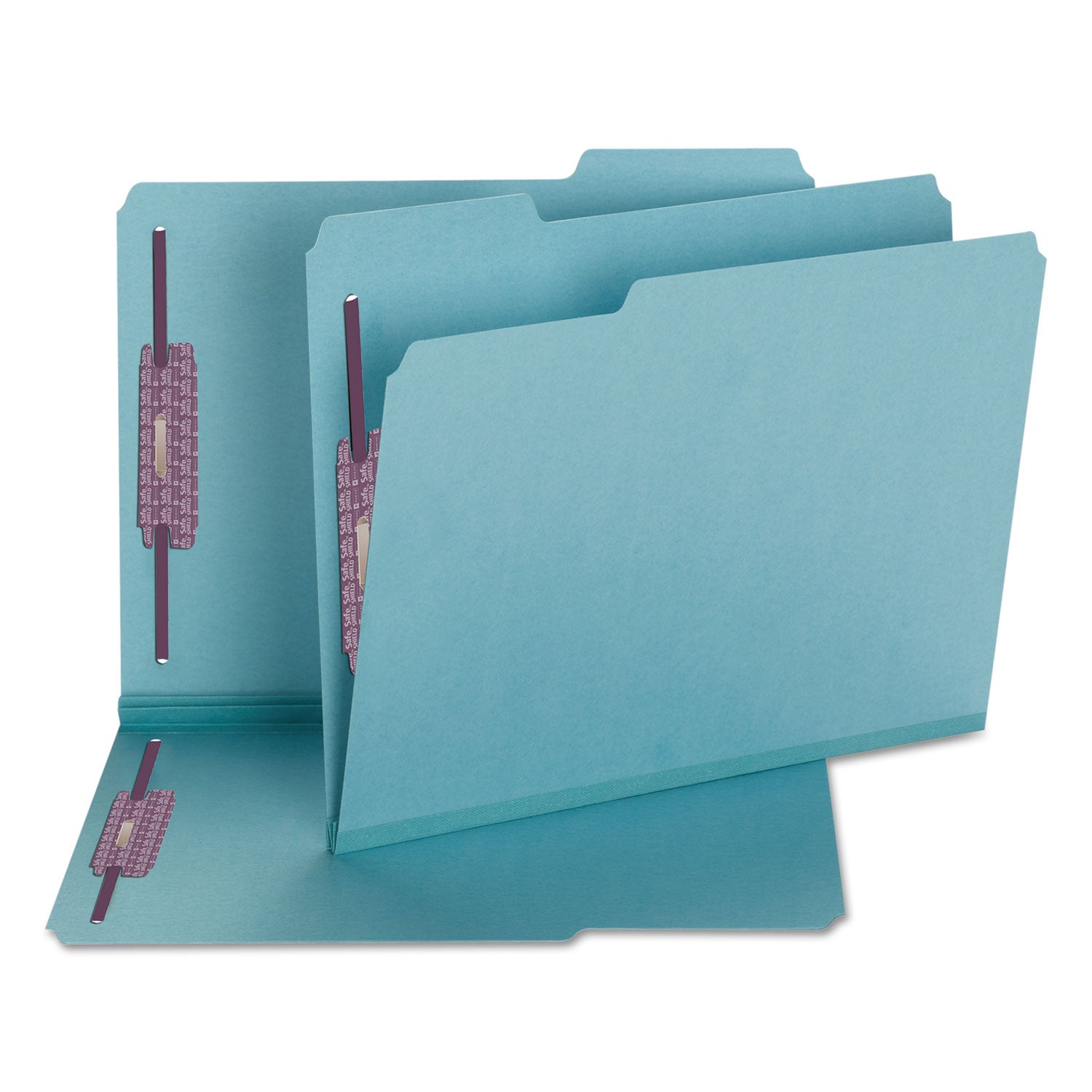 Smead Colored Pressboard Fastener Folders with SafeSHIELD Coated Fasteners, 2" Expansion, 2 Fasteners, Letter Size, Blue, 25/Box
