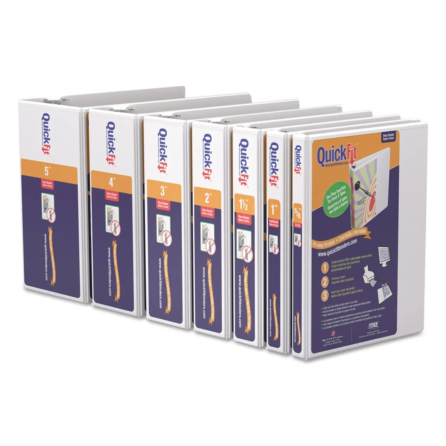 QuickFit D-Ring View Binder, 3 Rings, 5" Capacity, 11 x 8.5, White Stride Flipcost