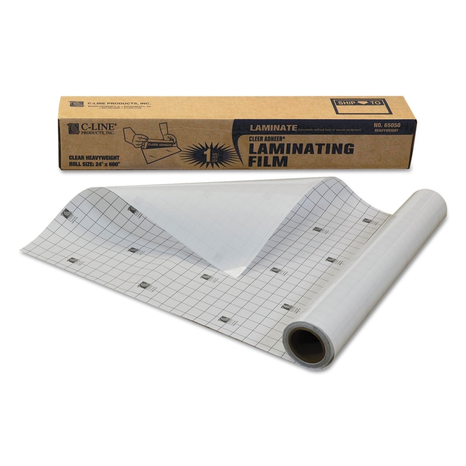 C-Line® Cleer Adheer Self-Adhesive Laminating Film, 2 Mil, 24" X 50 Ft, Gloss Clear