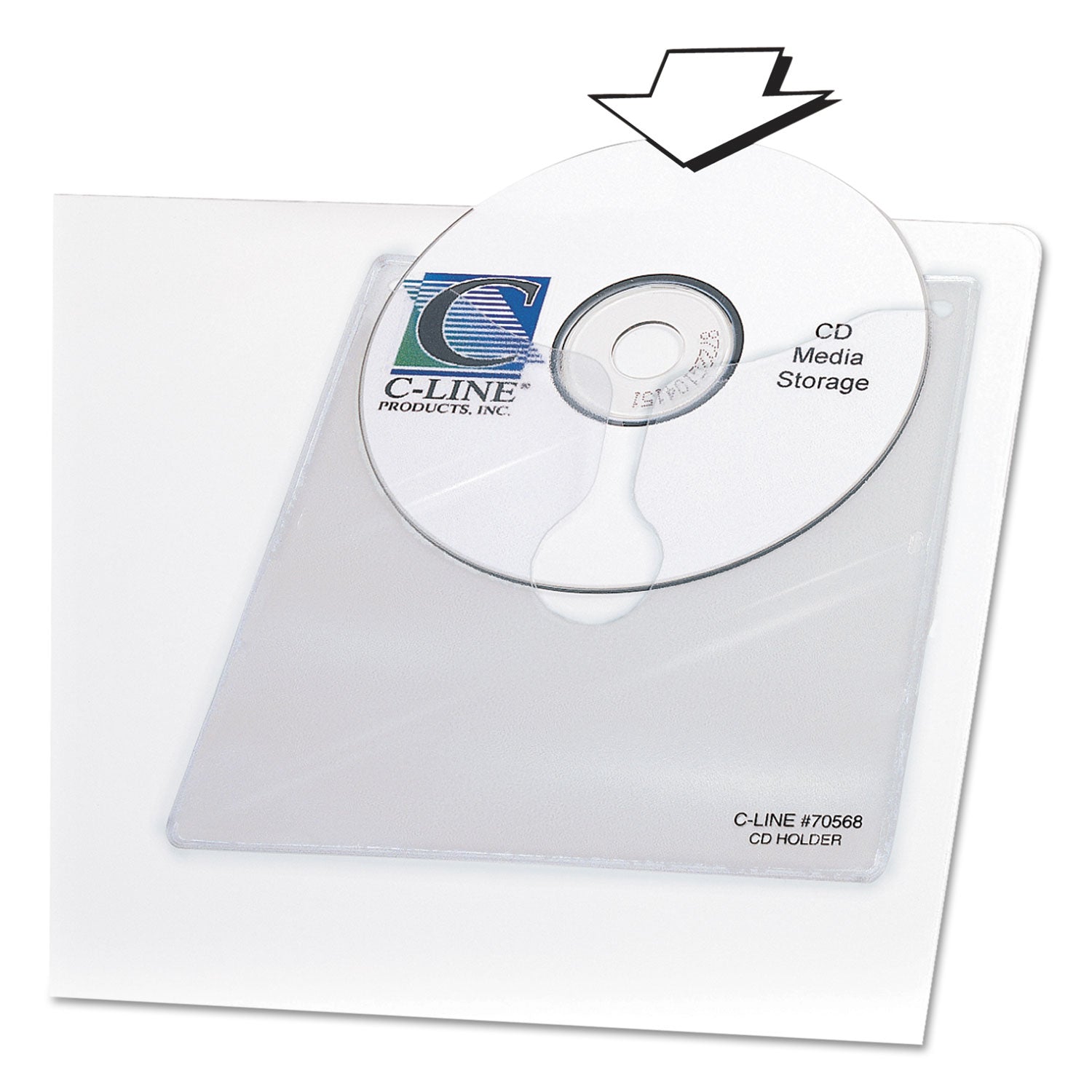 C-Line® Self-Adhesive CD Holder, 1 Disc Capacity, Clear, 10/Pack