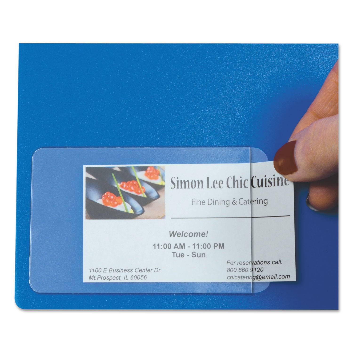 C-Line® Self-Adhesive Business Card Holders, Side Load, 2 x 3.5, Clear, 10/Pack