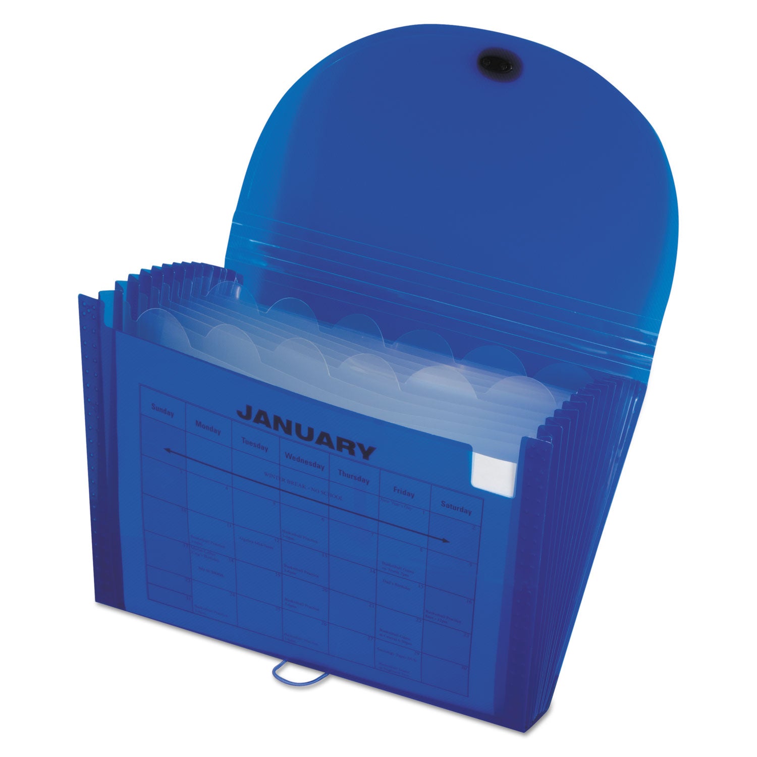 C-Line® Expanding Files, 1.63" Expansion, 13 Sections, Cord/Hook Closure, 1/6-Cut Tabs, Letter Size, Blue