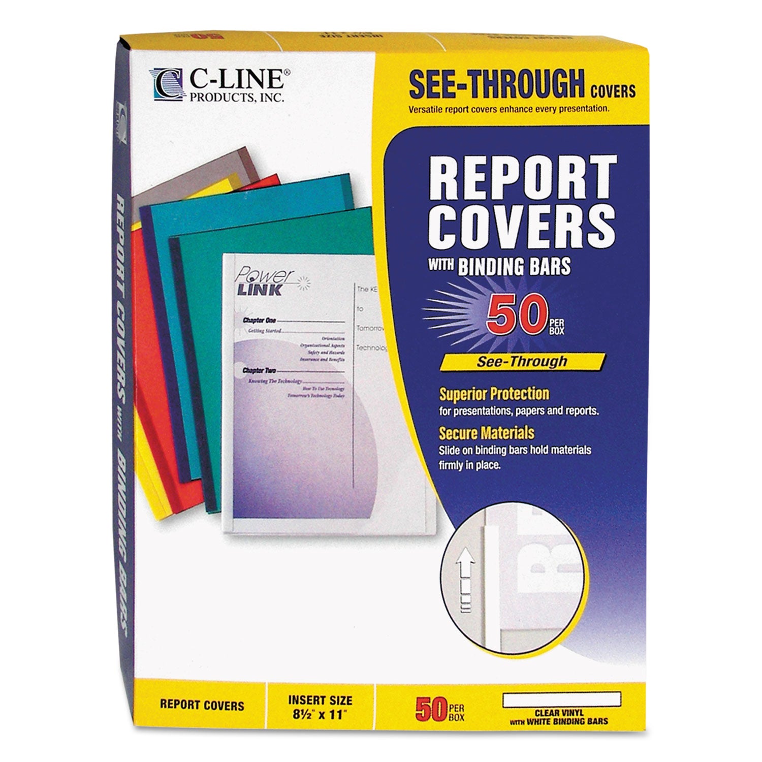 C-Line® Vinyl Report Covers, 0.13" Capacity, 8.5 X 11, Clear/clear, 50/box