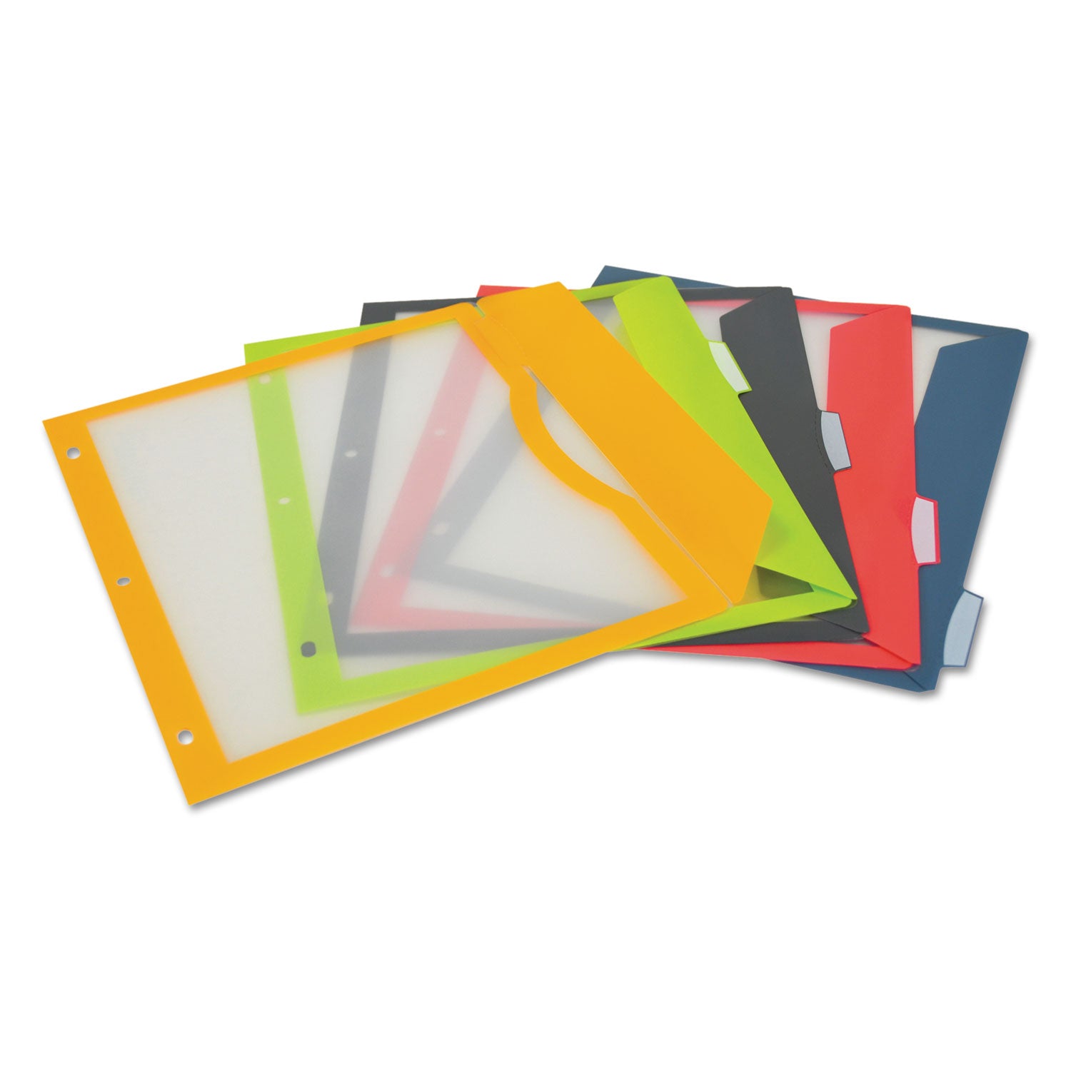 C-Line® Binder Pocket With Write-On Index Tabs, 9.88 X 11.38, Assorted, 5/set