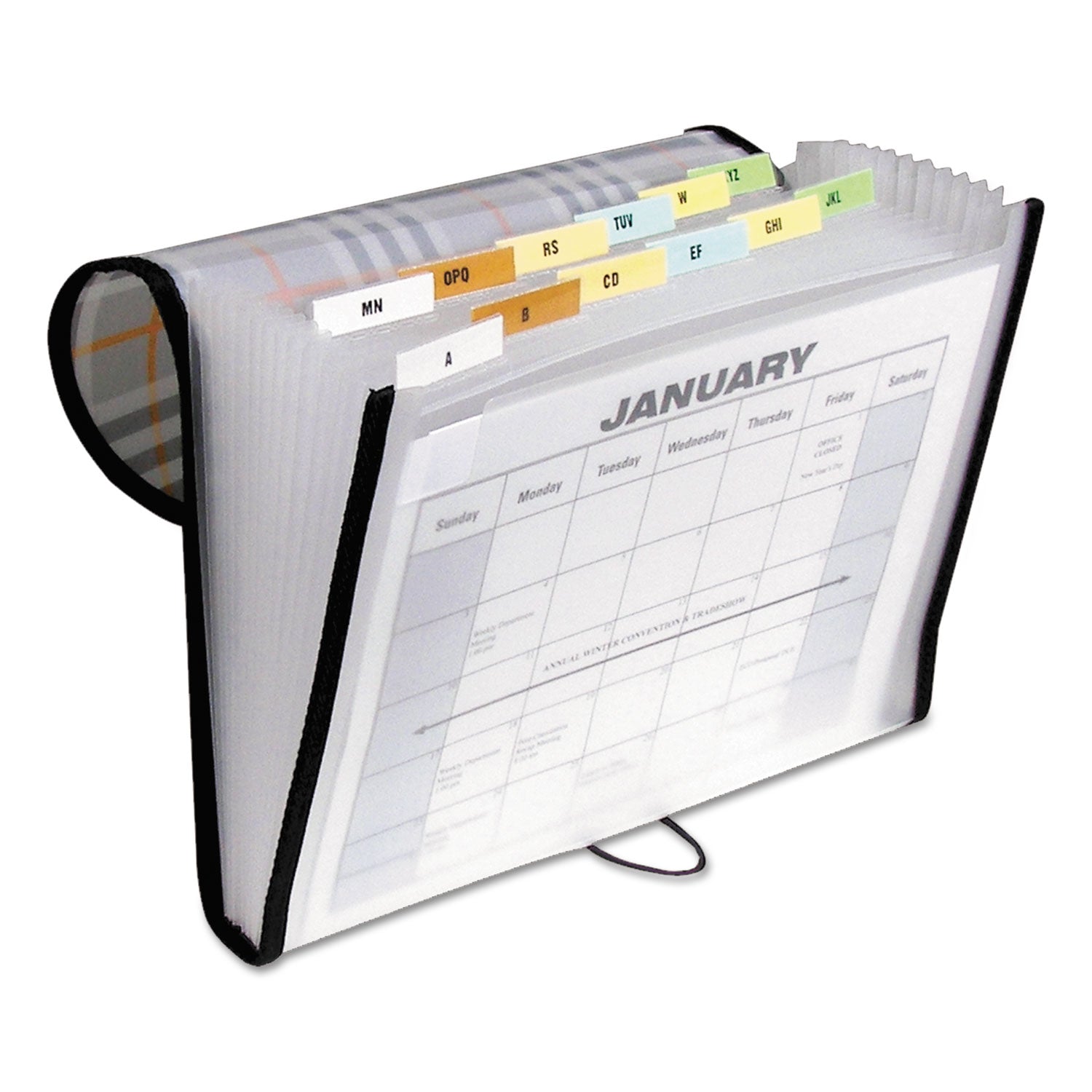 C-Line® Plaid Design Expanding Files, 1.5" Expansion, 13 Sections, Cord/Hook Closure, 1/6-Cut Tabs, Letter Size, Gray Plaid