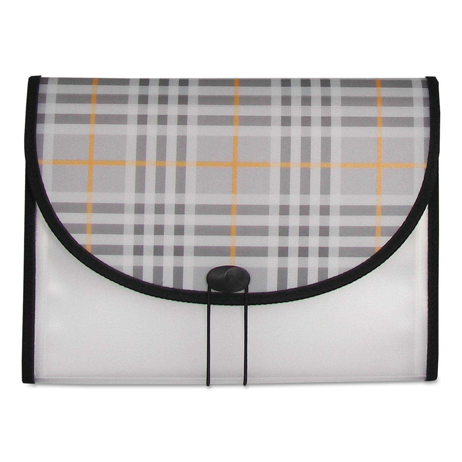 Plaid Design Expanding Files, 1.5" Expansion, 13 Sections, Cord/Hook Closure, 1/6-Cut Tabs, Letter Size, Gray Plaid