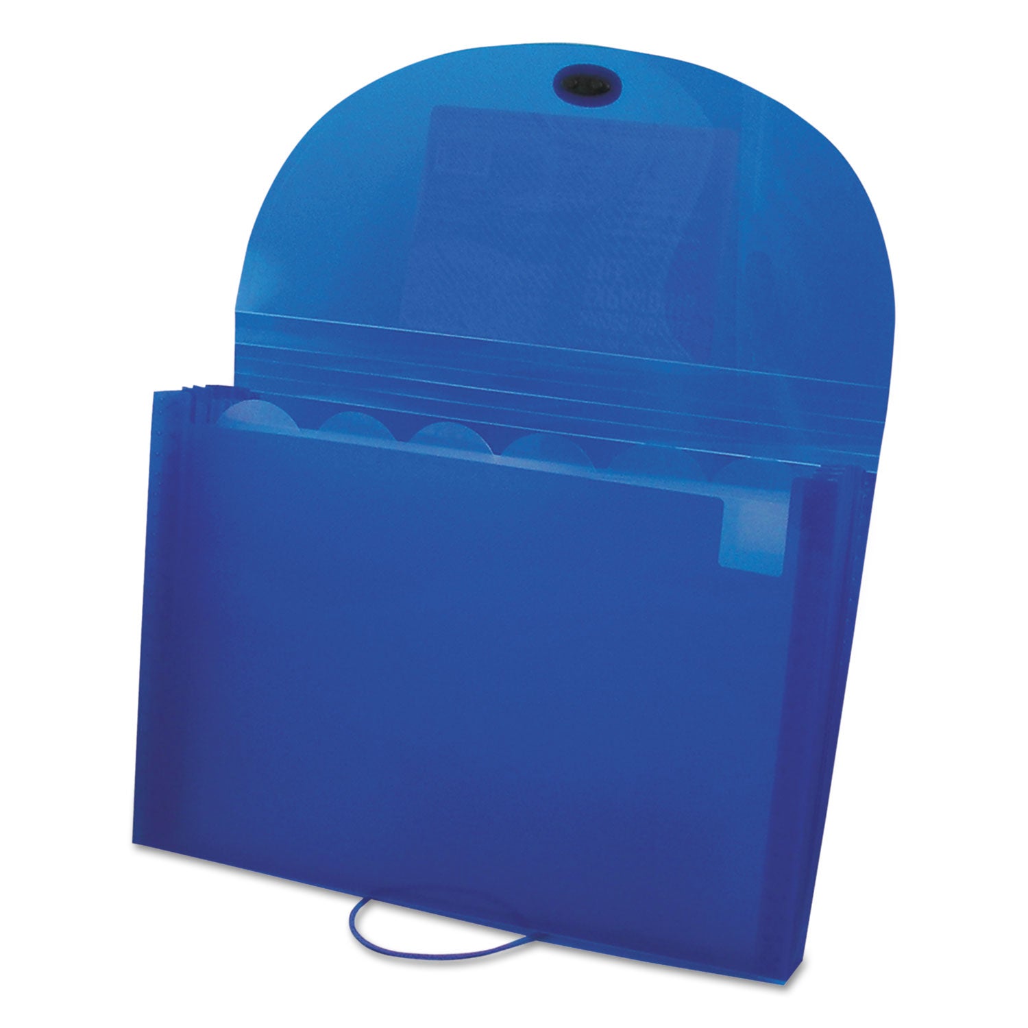C-Line® Expanding Files, 1.63" Expansion, 7 Sections, Cord/Hook Closure, 1/6-Cut Tabs, Letter Size, Blue