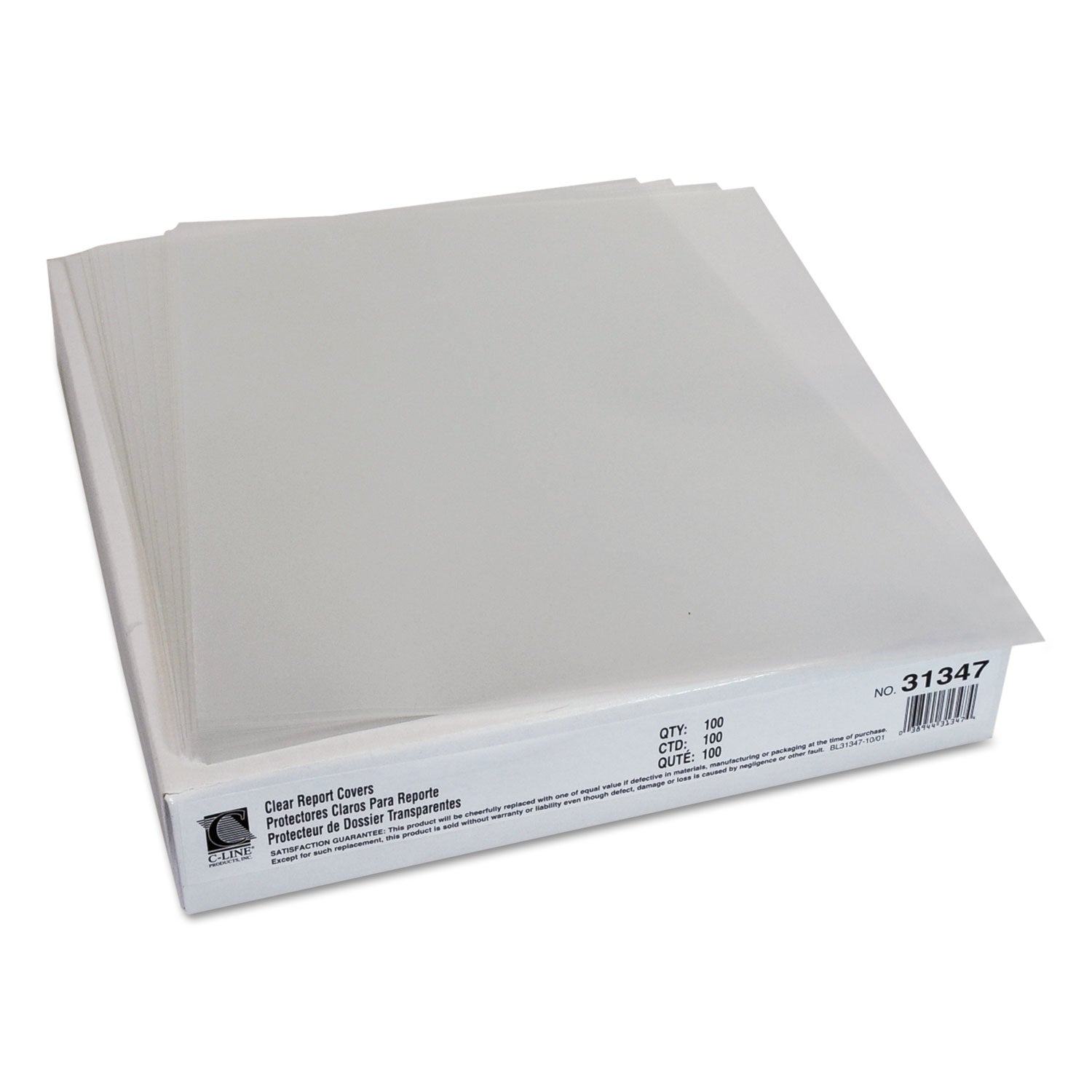 C-Line® Vinyl Report Covers, Sliding Bar, 8.5 X 11, Clear/clear, 100/box