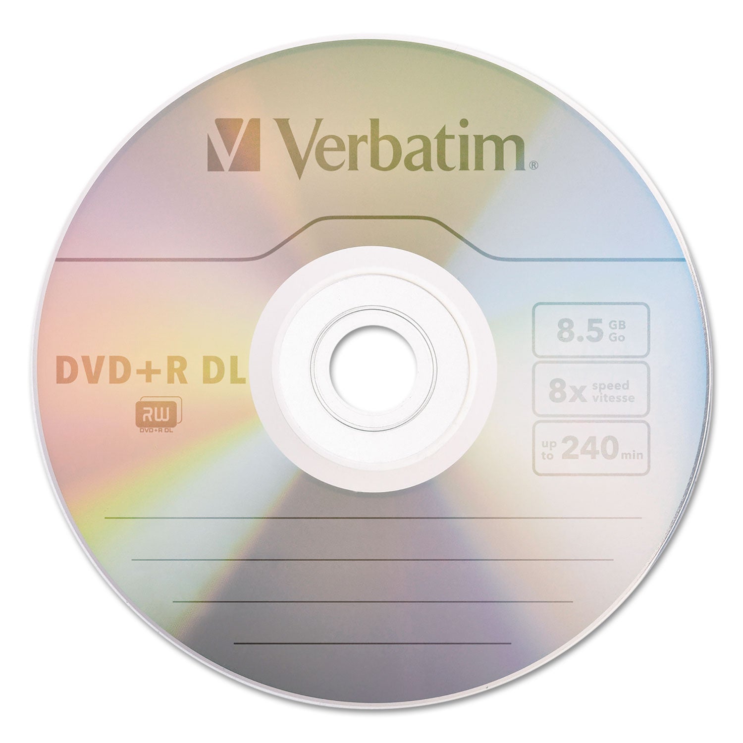 Verbatim® Dvd+r Dual Layer Recordable Disc, 8.5 Gb, 8x, Spindle, Silver, 30/pack
