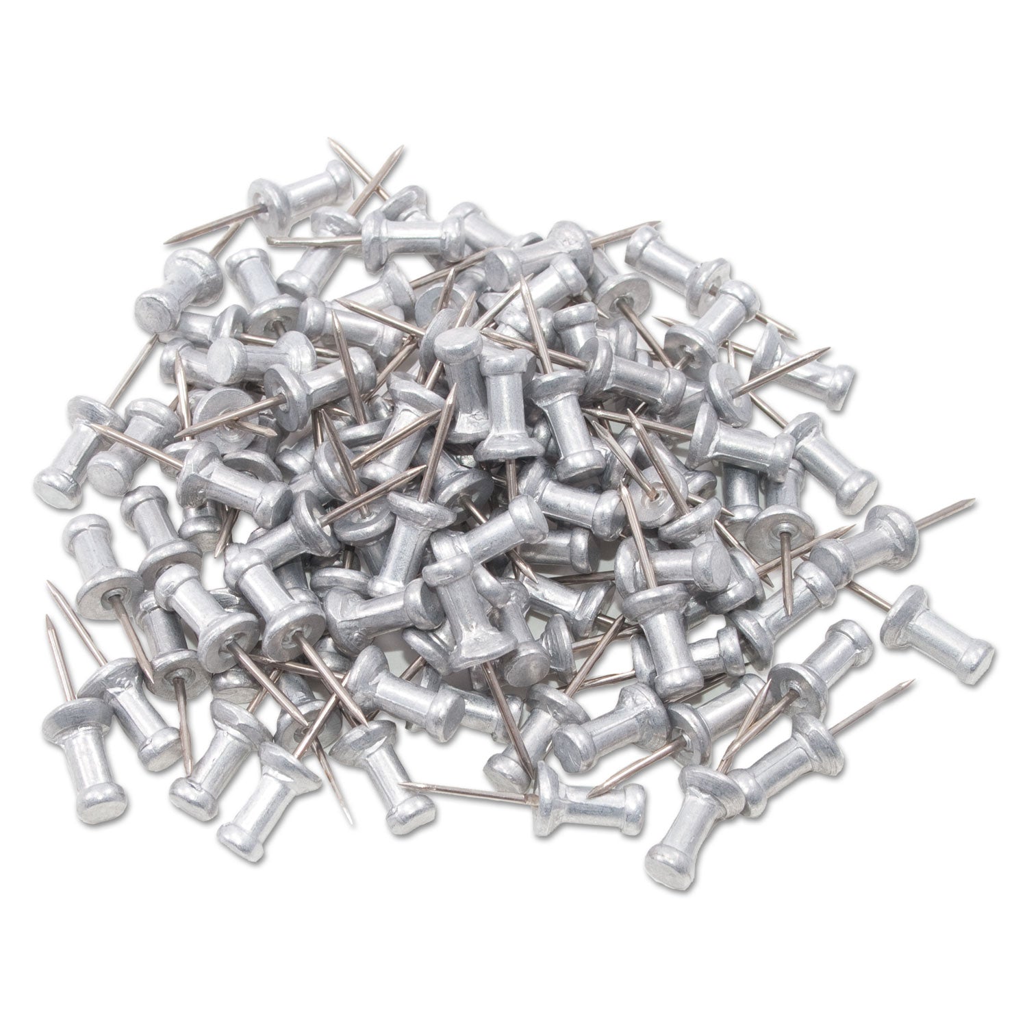 GEM® Aluminum Head Push Pins, Aluminum, Silver, 0.5", 100/Box