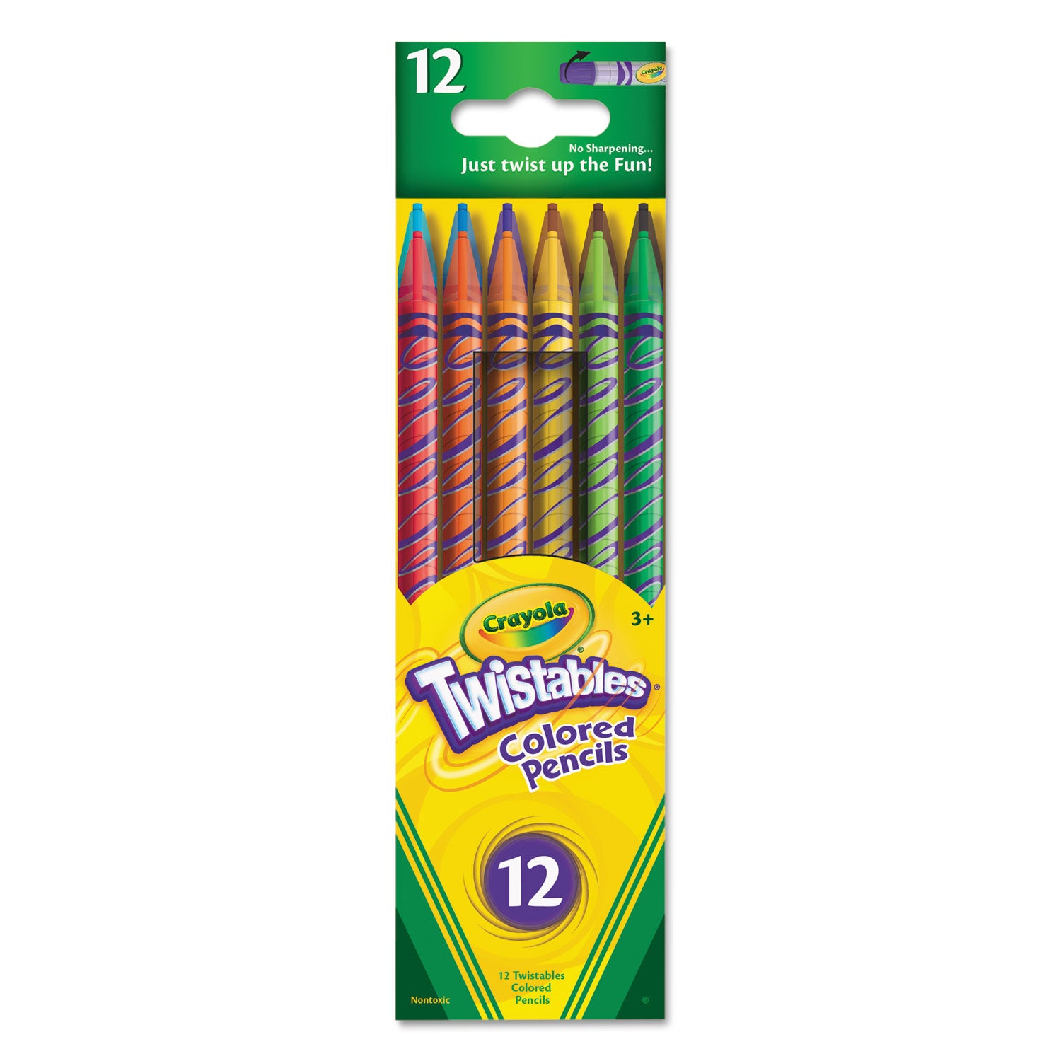 Crayola® Twistables Colored Pencils, 2 mm, 2B, Assorted Lead and Barrel Colors, Dozen