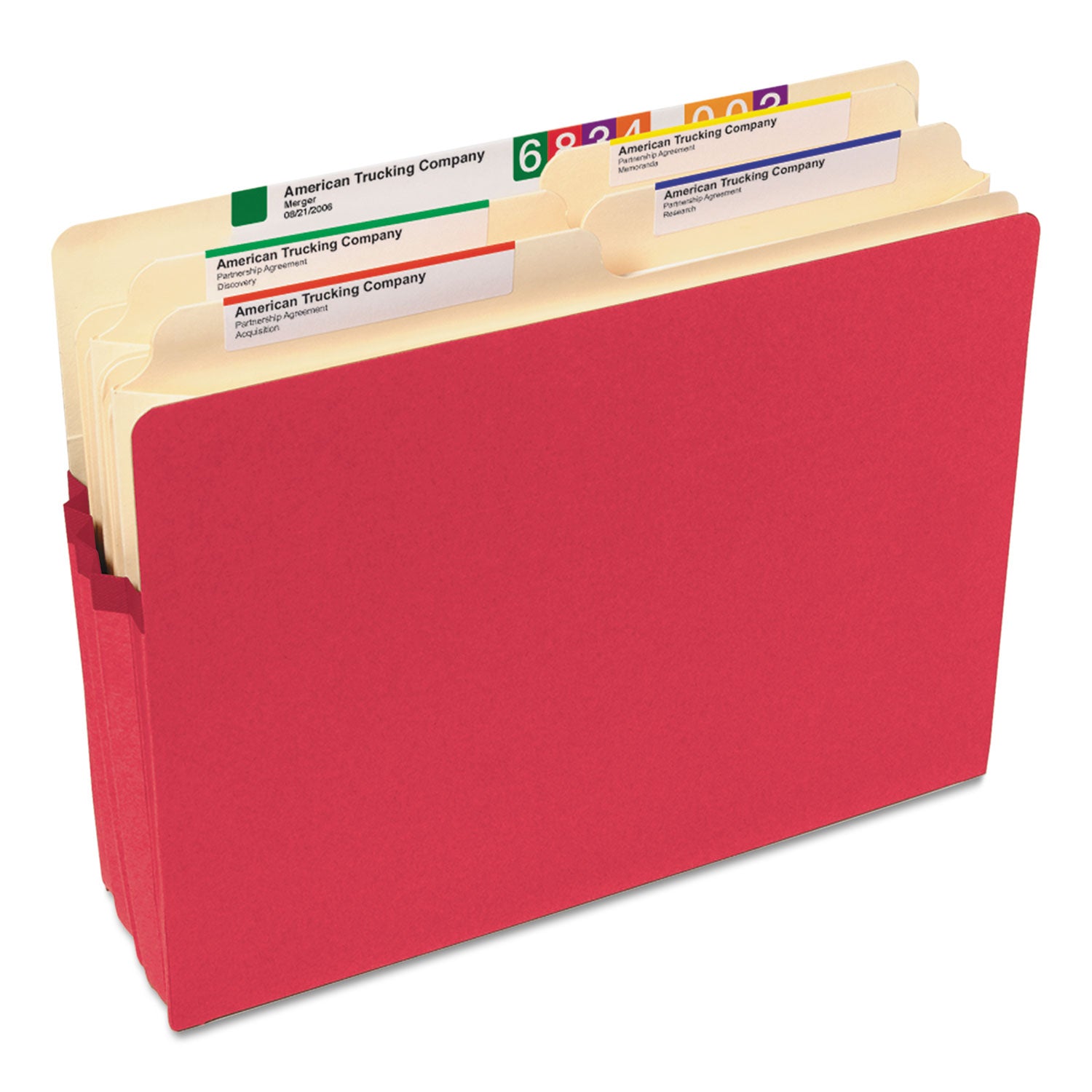 Smead Colored File Pockets, 5.25" Expansion, Letter Size, Red