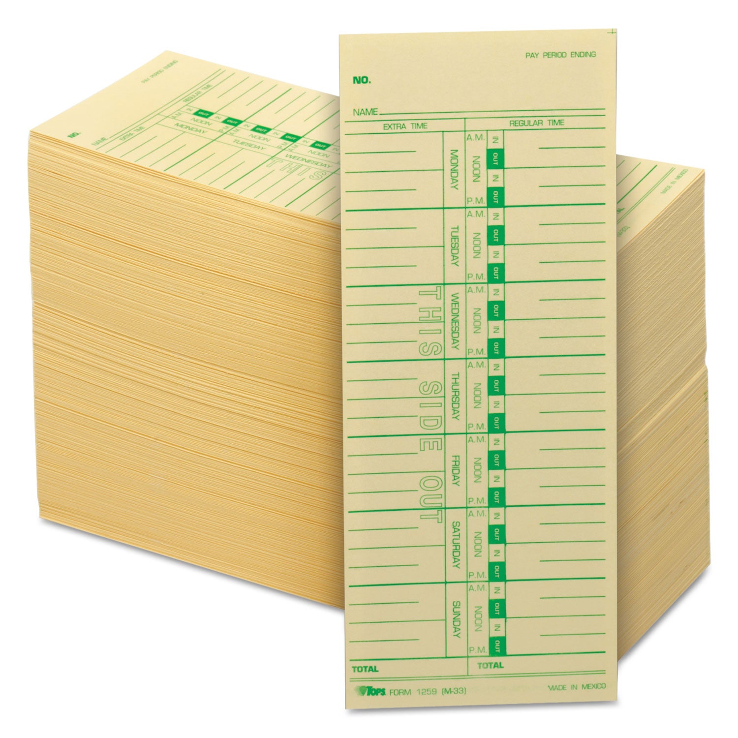TOPS™ Time Clock Cards, Replacement For M-33, One Side, 3.5 X 9, 500/box