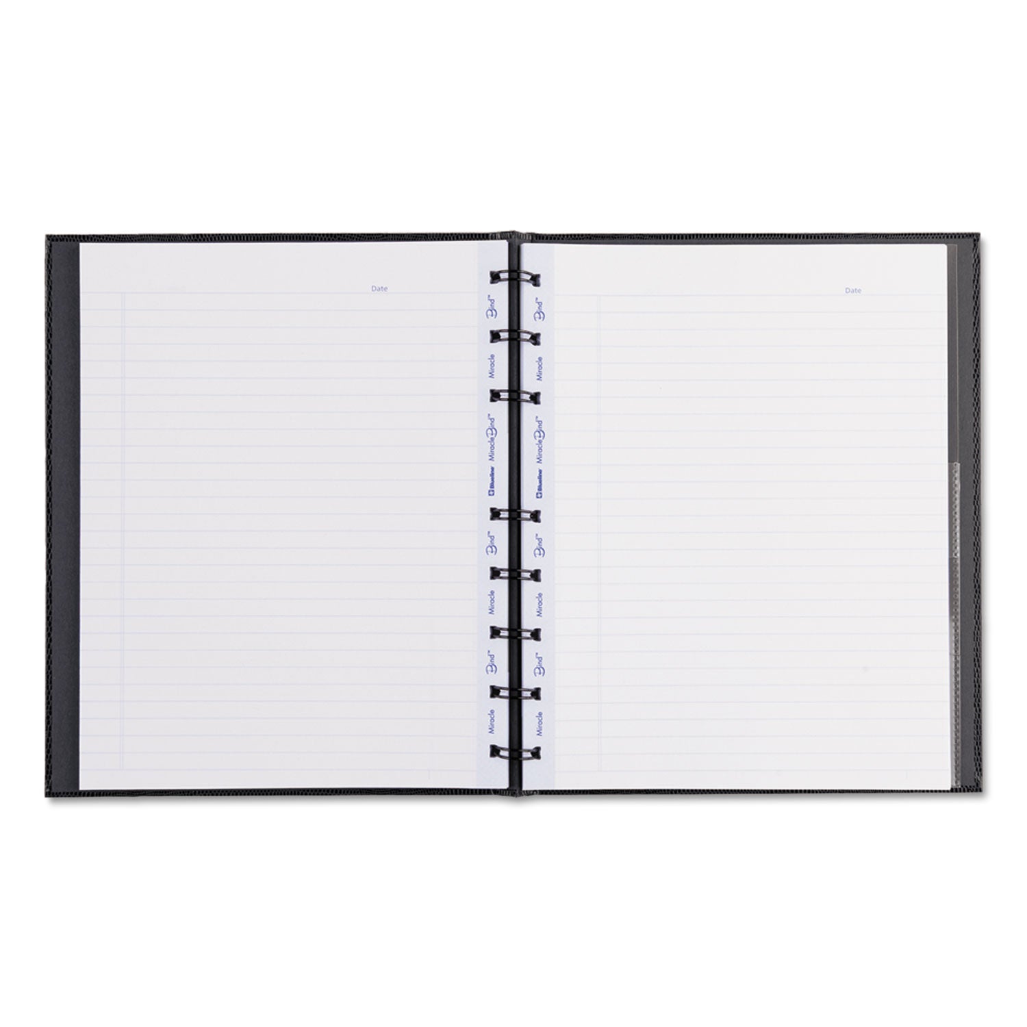 MiracleBind Notebook, 1-Subject, Medium/College Rule, Black Cover, (75) 9.25 x 7.25 Sheets