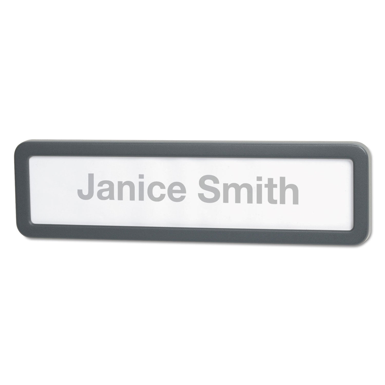 Universal® Recycled Cubicle Nameplate with Rounded Corners, 9 x 2.5, Charcoal