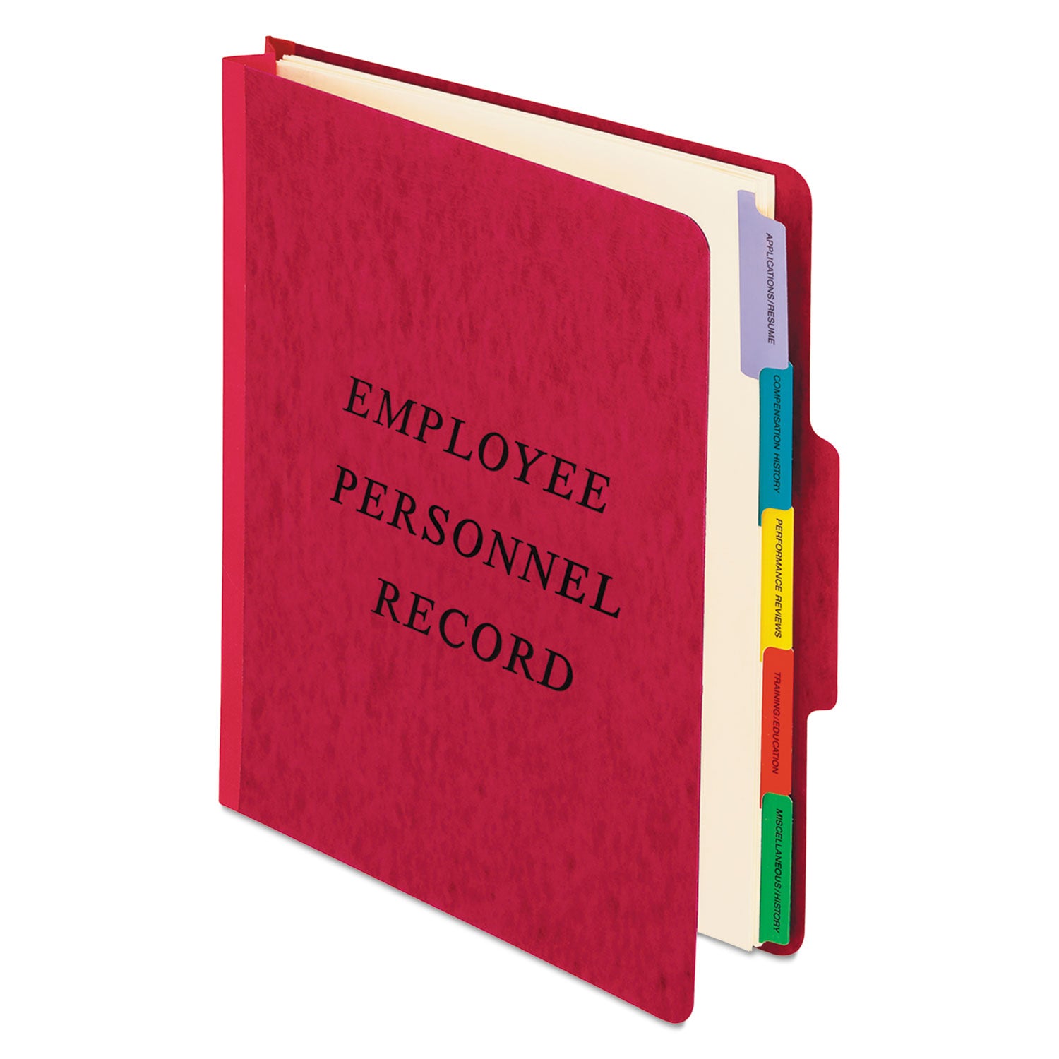 Pendaflex® Vertical-Style Personnel Folders, 2" Expansion, 5 Dividers, 2 Fasteners, Letter Size, Red Exterior