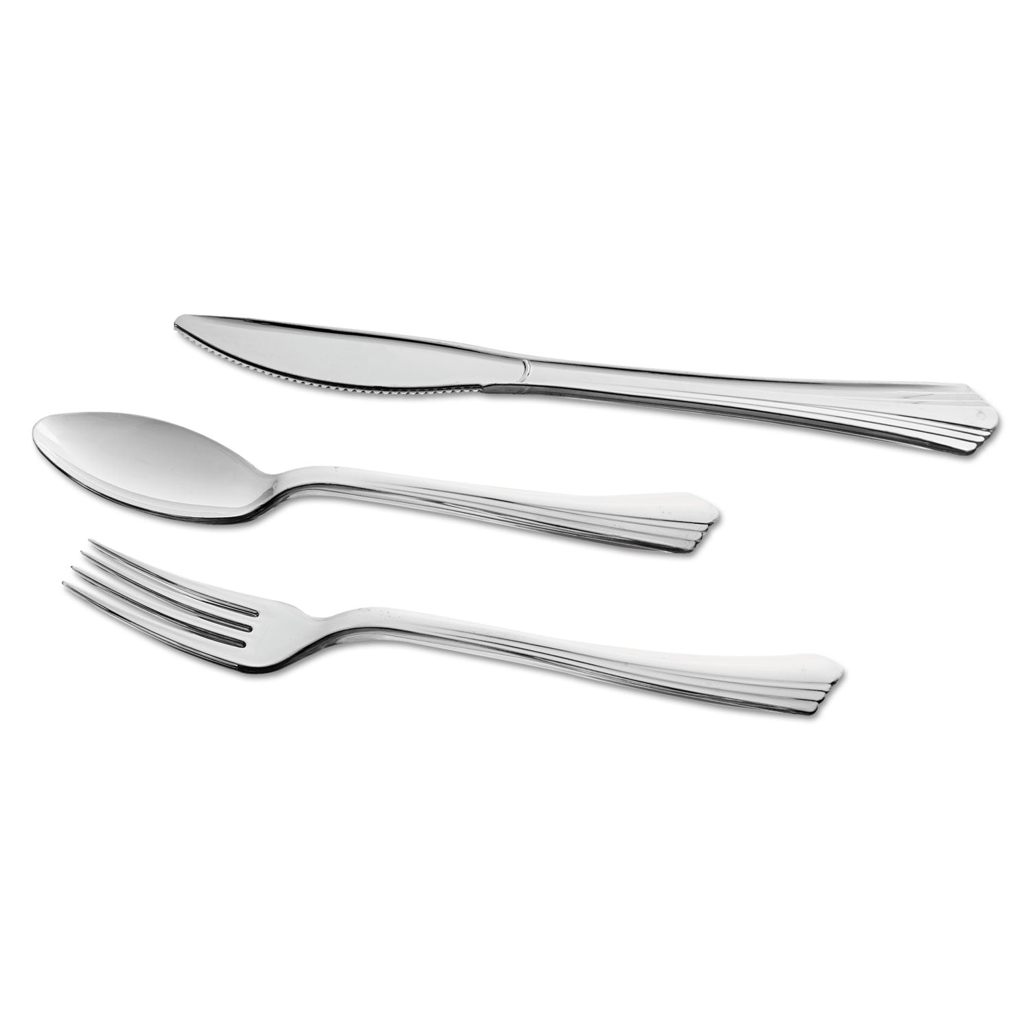 WNA Reflections Heavyweight Plastic Utensils, Fork, Silver, 40/Pack