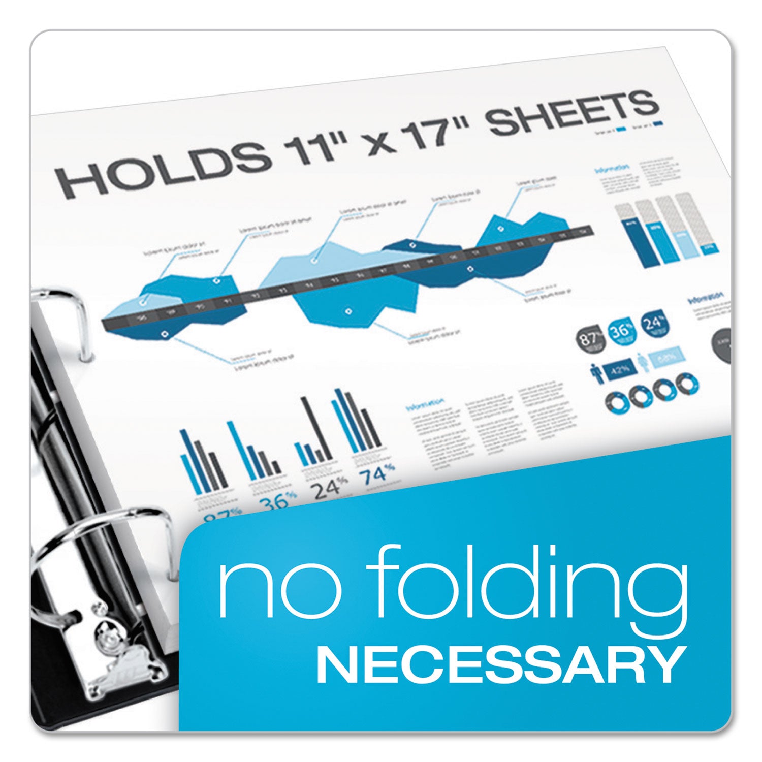 Cardinal® Clearvue Slant-D Ring Binder, 3 Rings, 3" Capacity, 11 X 17, White