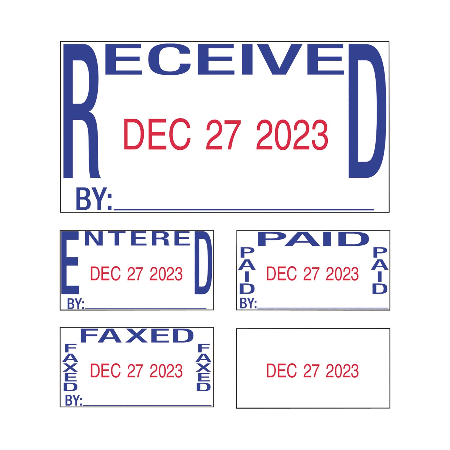 Trodat® Professional 5-in-1 Date Stamp, Self-Inking, 1 x 1.63, Blue/Red