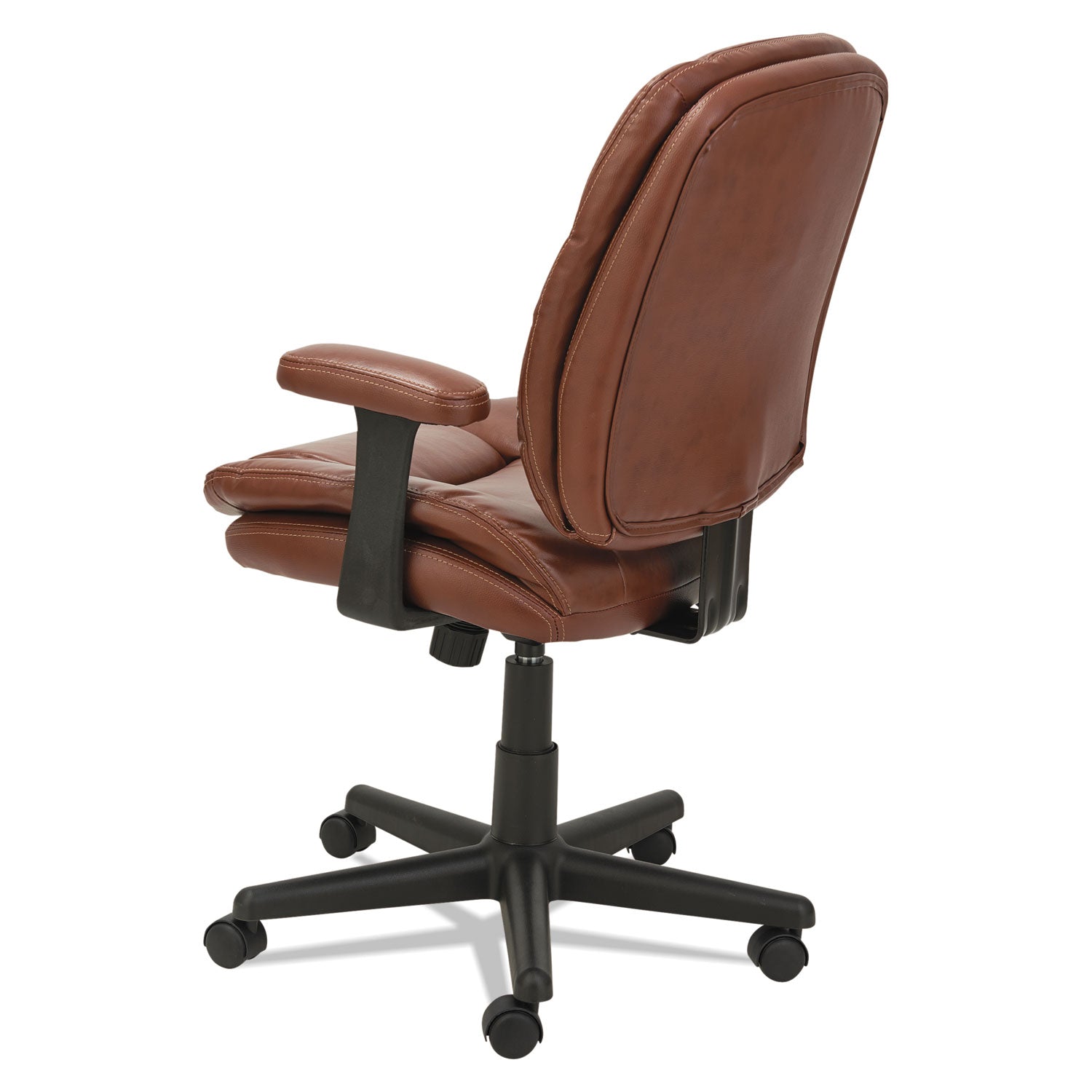 OIF Swivel/tilt Bonded Leather Task Chair, Supports 250 Lb, 16.93" To 20.67" Seat Height, Chestnut Brown Seat/back, Black Base