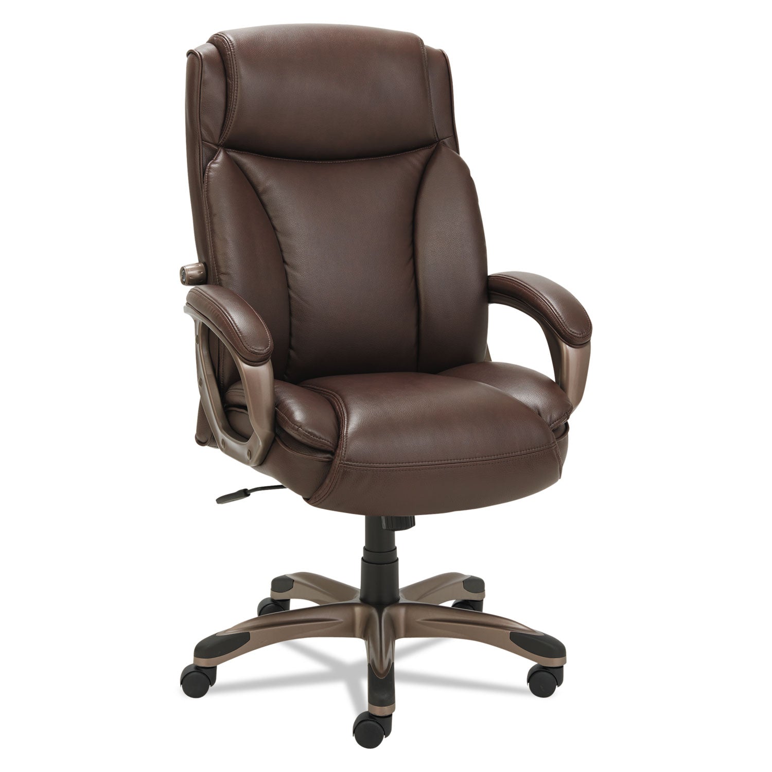 Alera® Alera Veon Series Executive High-Back Bonded Leather Chair, Supports Up To 275 Lb, Brown Seat/back, Bronze Base