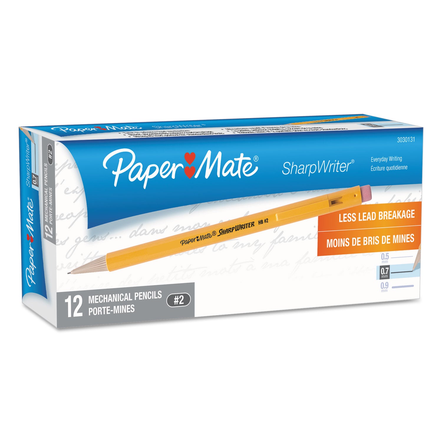 Paper Mate® Sharpwriter Mechanical Pencil, 0.7 mm, HB (#2), Black Lead, Classic Yellow Barrel, Dozen